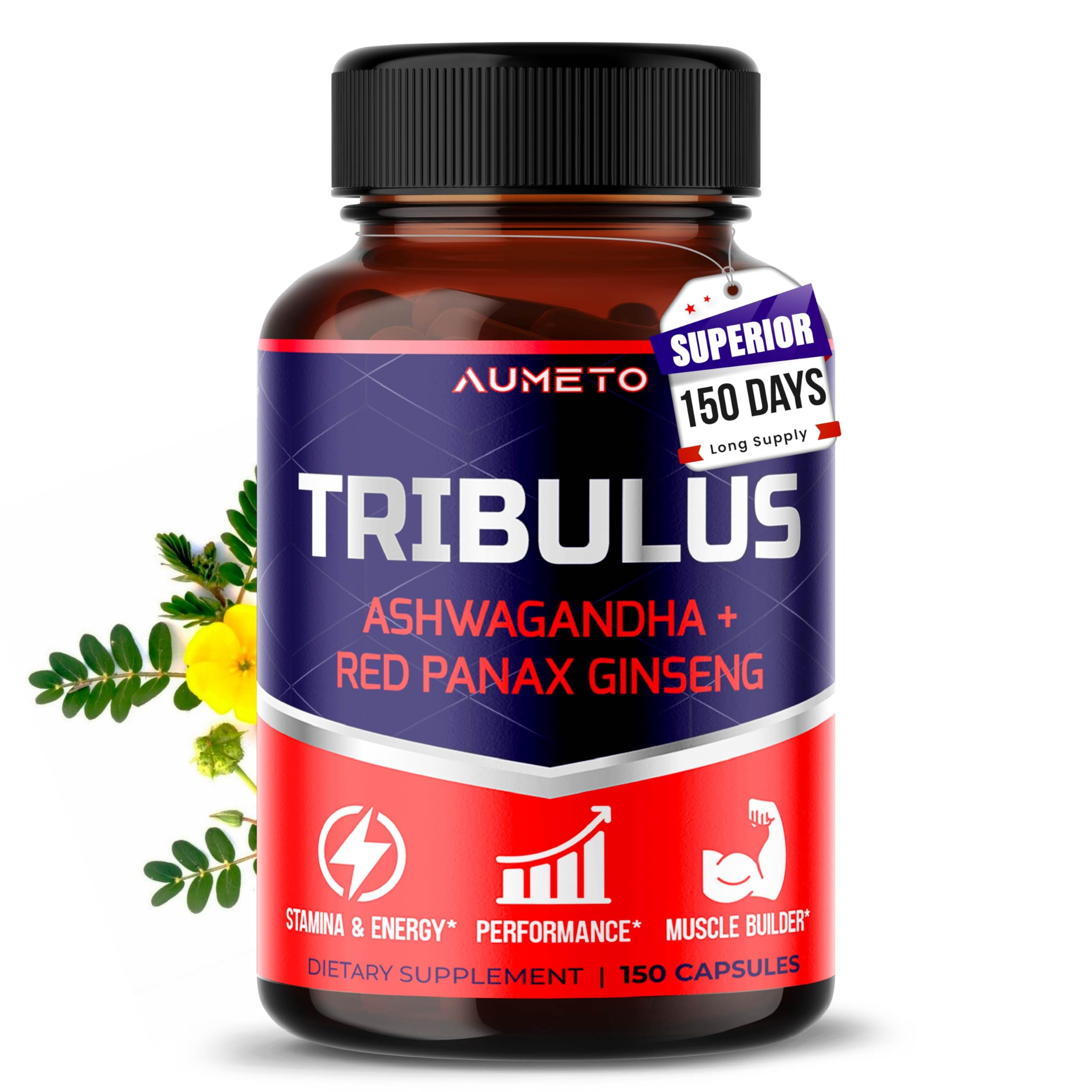 Tribulus Terrestris 8-in-1 with Ashwagandha & Ginseng, 150 Capsules