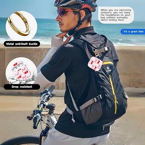 Miniatura 2 de Compatible con AirPods de 2 generación de 1 generación, bonita funda rígida con llavero dorado, funda protectora de TPU suave a prueba de golpes