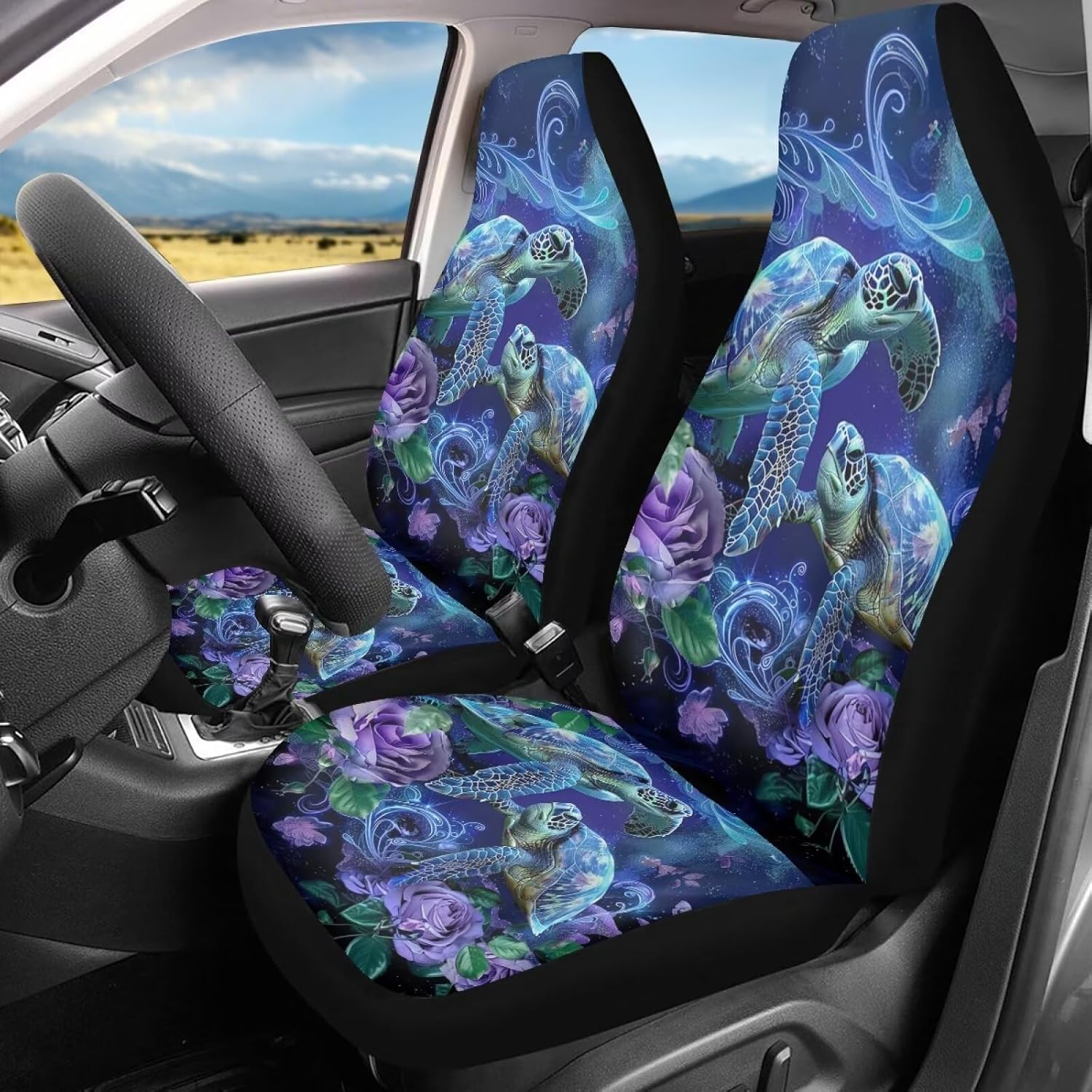 DISNIMO Hawaii Sea Turtle Car Seat Covers for Women Men Interior Covers Fits for Cars,SUV,Vehicle Front Seat Protector Automotive Seat Covers