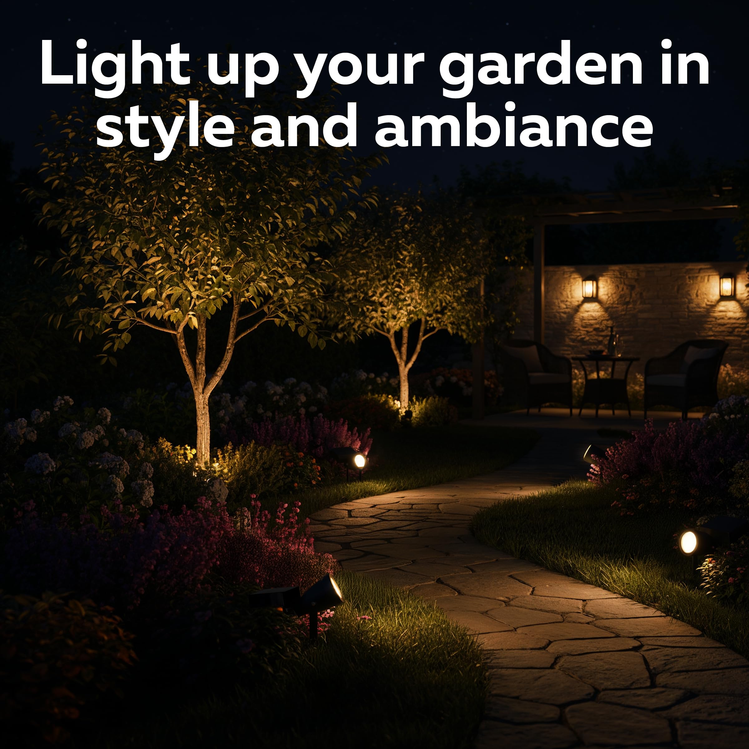 CALEX LED Foco Solar para Jardín Cesena, con Estaca, Luz Blanco Cálido, Impermeable, Recargable con Energía Solar y USB‑C, Negro