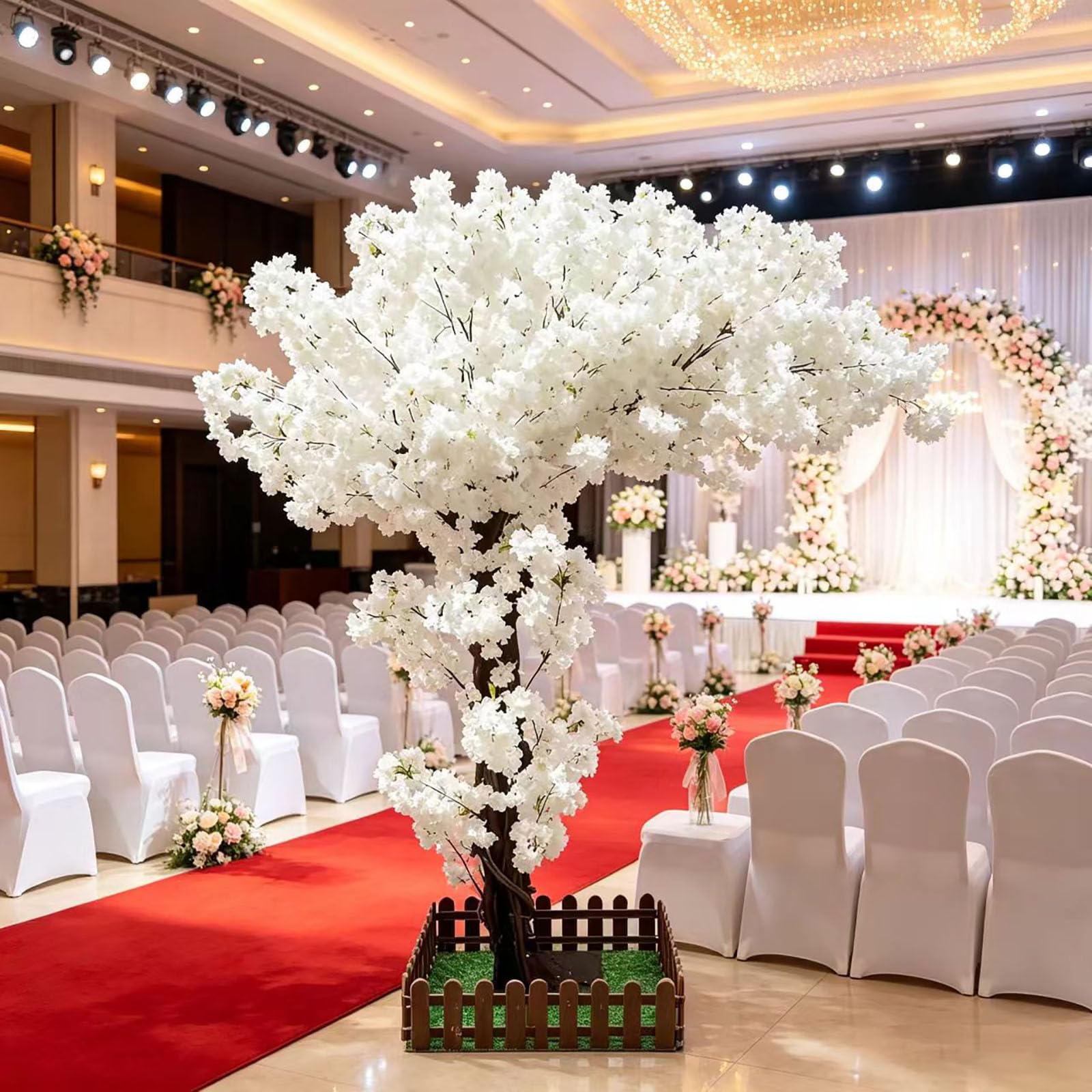 Fatto A Mano Ciliegio Alberi Simulazione di Un Albero di Ciliegio Grande Albero di Ciliegio Artificiale Bianco per Interno Esterni Festa Matrimonio Decorativo
