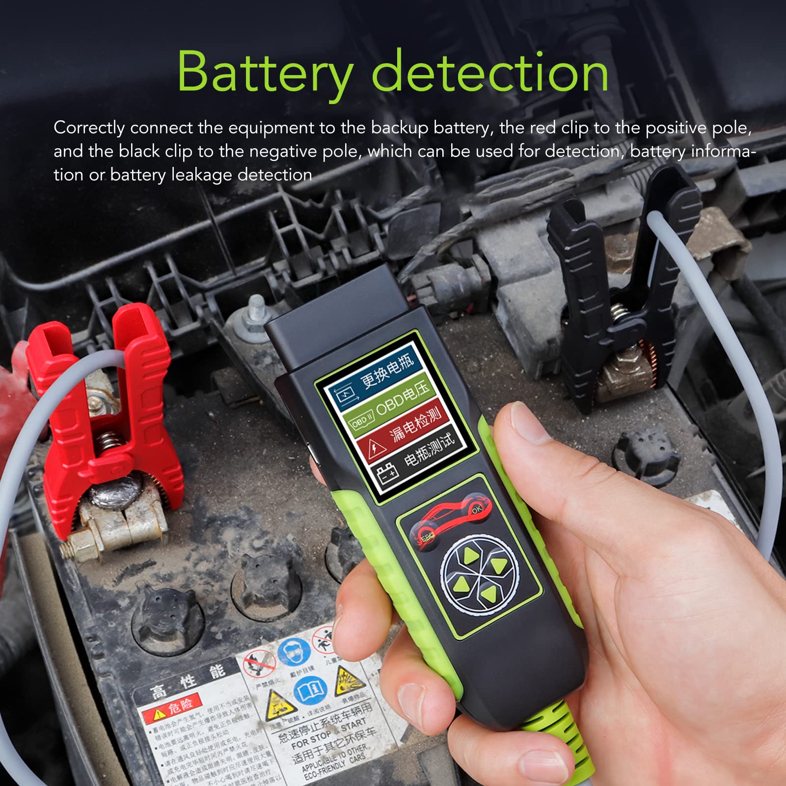 Testeur de batterie de voiture 12 V 20-2000 CCA, analyseur de batterie automobile avec test du système de charge et de démarrage pour AGM, GEL, EFB voiture, camion,