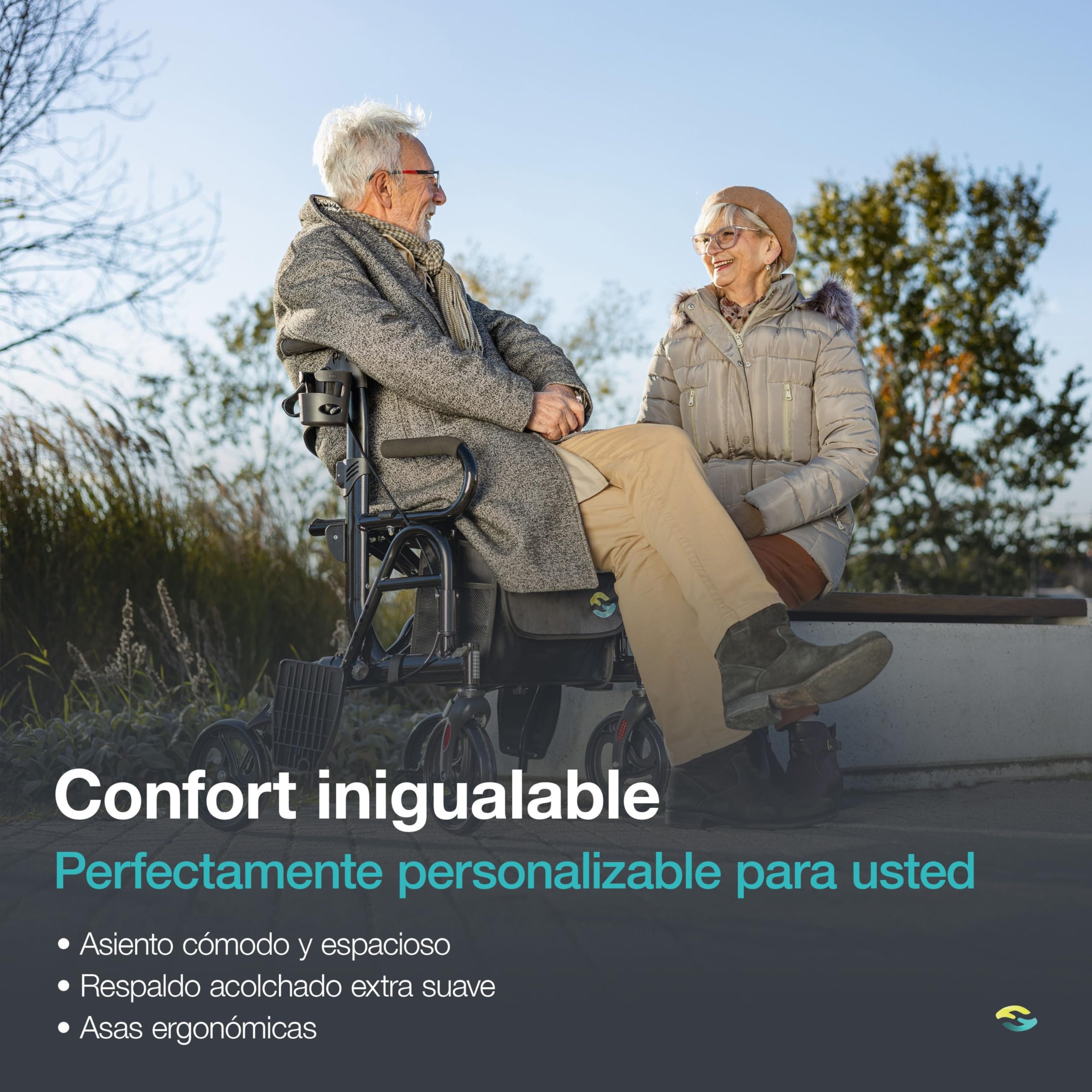 Helavo 2 en 1 andador y silla de ruedas en uno - Andador plegable con reposapiés - Convertible en silla de transporte