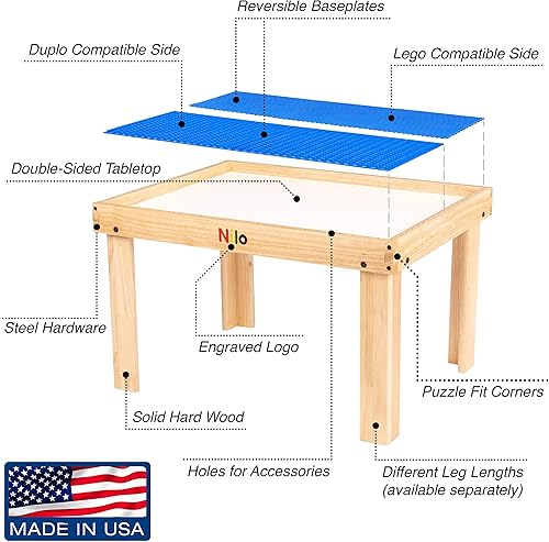 Miniatura 3 de Set de mesa de actividades para niños NILO con dos placas basetablasesterillas de doble cara (mesa de juego N34 con agujeros, 24x32x20 y 2 placas
