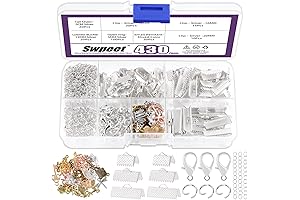 Swpeet 430Pcs Silver Ribbon Bracelet Assortment Kit for DIY Choker Making
