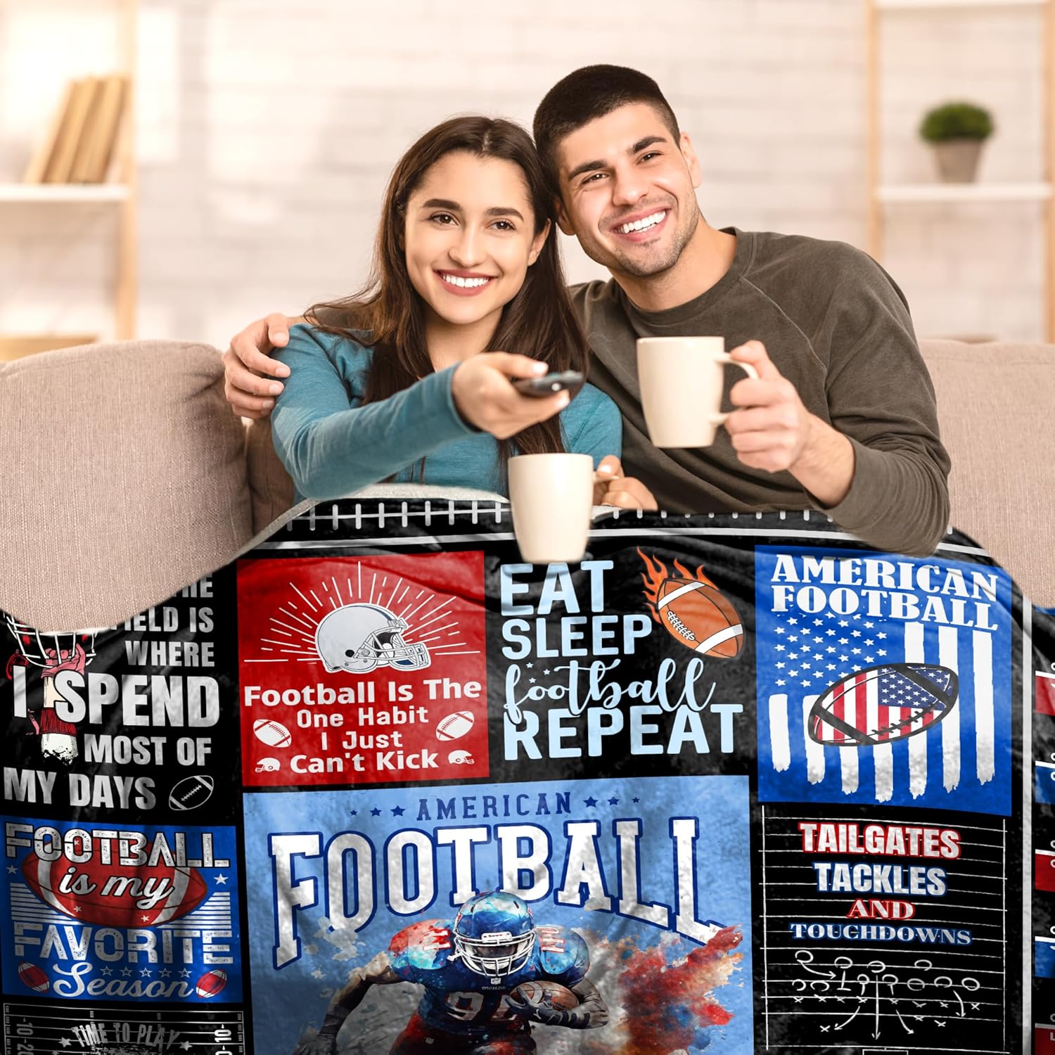 Football Blanket,Football Gifts for Boys 8-12, Football Gift for Men,Gifts for Football Players/Lovers,Flannel Sport Blanket Throw for Kids Boys Men,Football Team Gifts 60"x80"