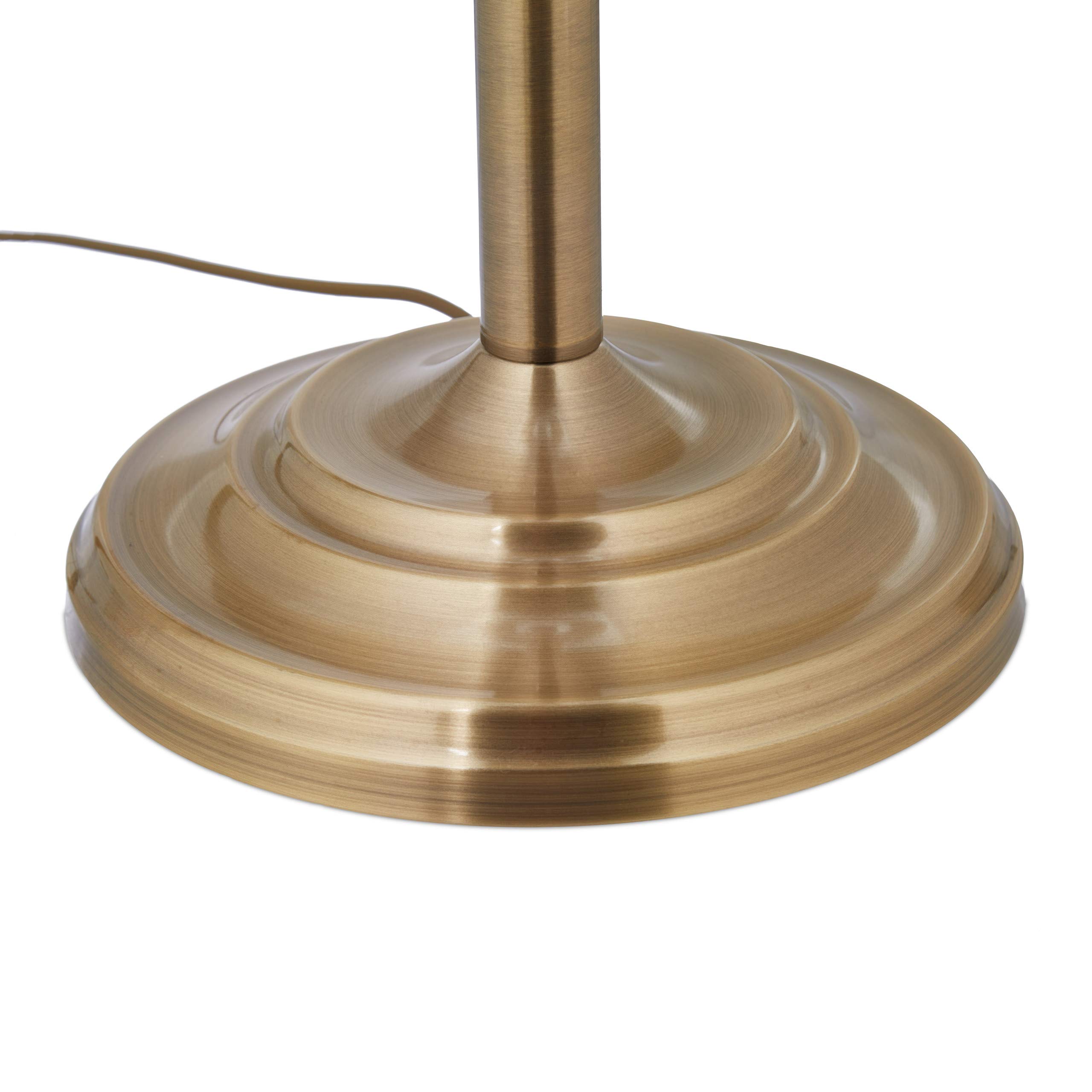 Relaxdays Stehlampe antik, Stoffschirm, dekorativer Metallfuß, E27, Standleuchte Wohnzimmer, HxD: 157x42cm, messing/weiß