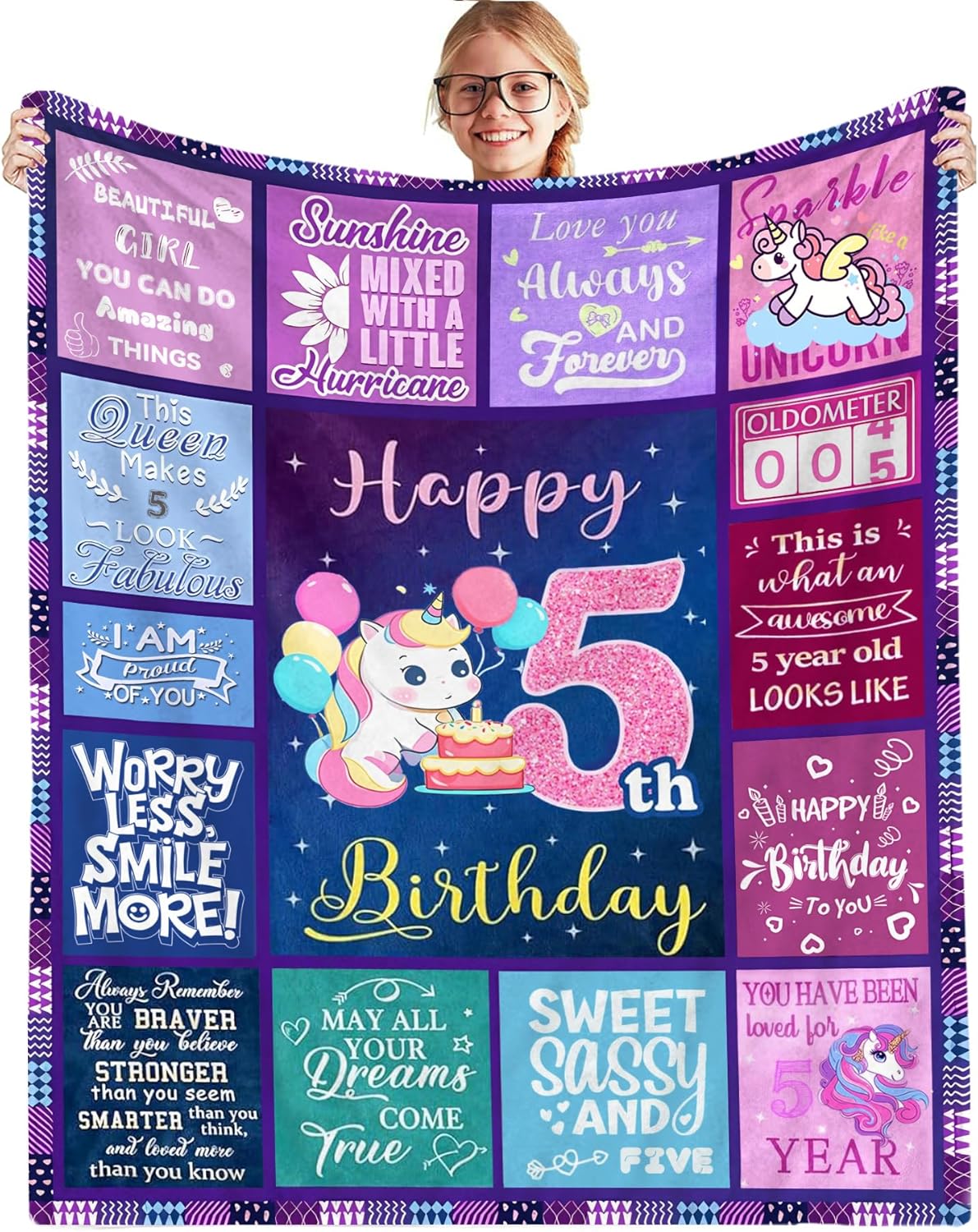 5 Year Old Girl Birthday Gift Ideas - Ultra Soft Blanket for Five Year Old Birthday Decorations,Gifts for 5 Year Old Girl Celebration Fleece Throw Blanket 50"x40"