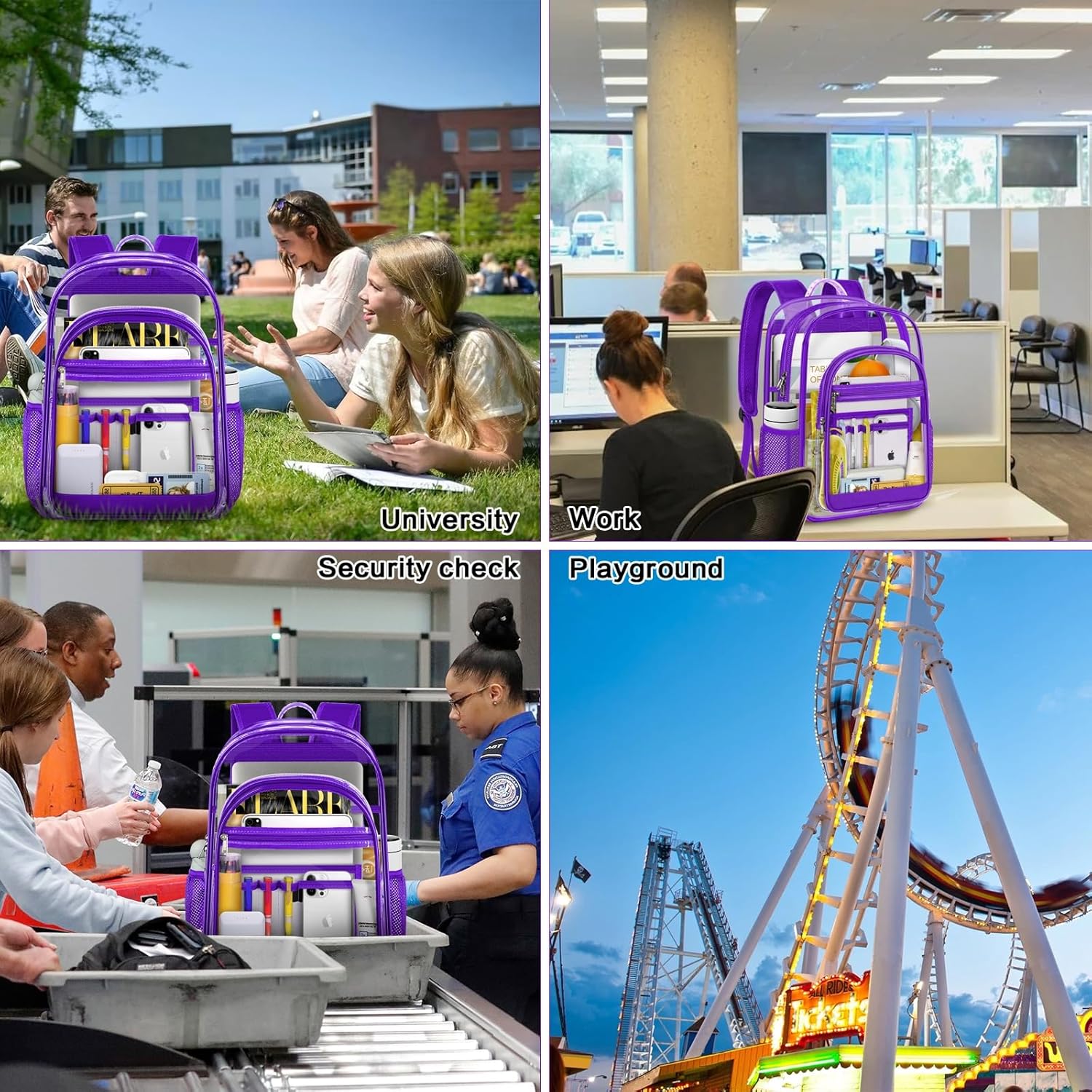 Clear Backpack for School - 17 inch Heavy Duty Transparent Bookbag for Boys and Girls, See Through Backpacks for Kids Elementary High School Students, Work - Image 7