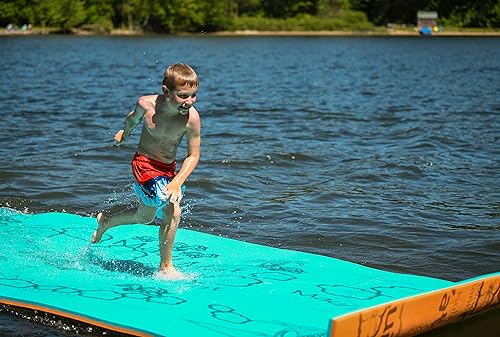 Miniatura 3 de Almohadilla de agua flotante (6 x 20 pies) patentada de 2 capas FlexCore verdenaranja de espuma, flota 1,650 libras o 11 adultos, MM20, fabricada en