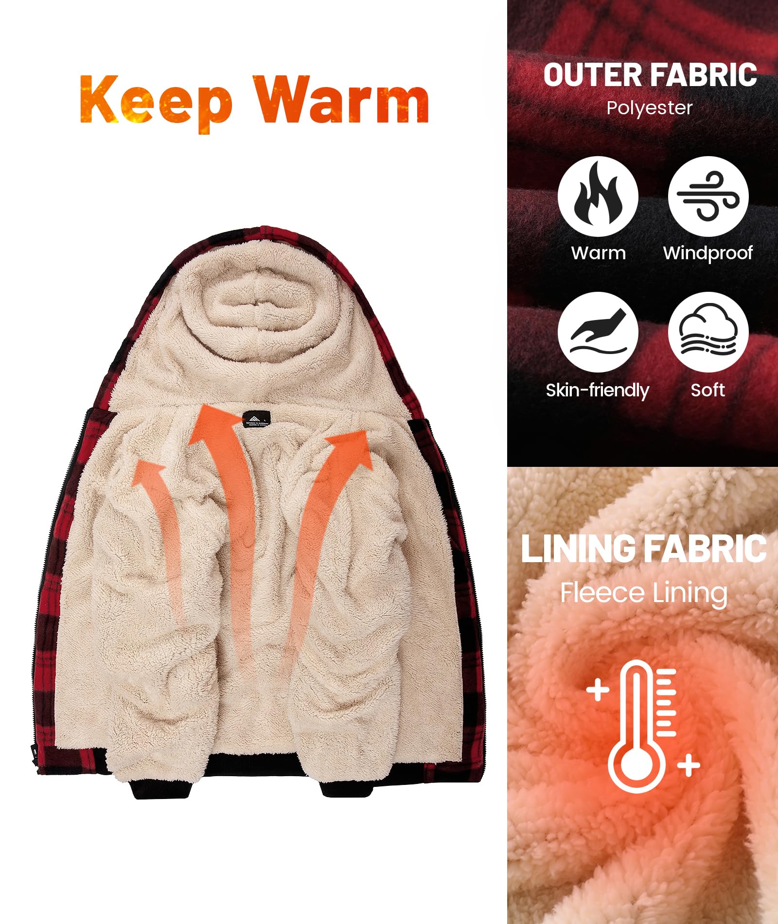 geeksport geeksport geeksport geeksport Felpa da Uomo con Cappuccio e Full Zip Fleece Hoodies for Men Sportive Inverno