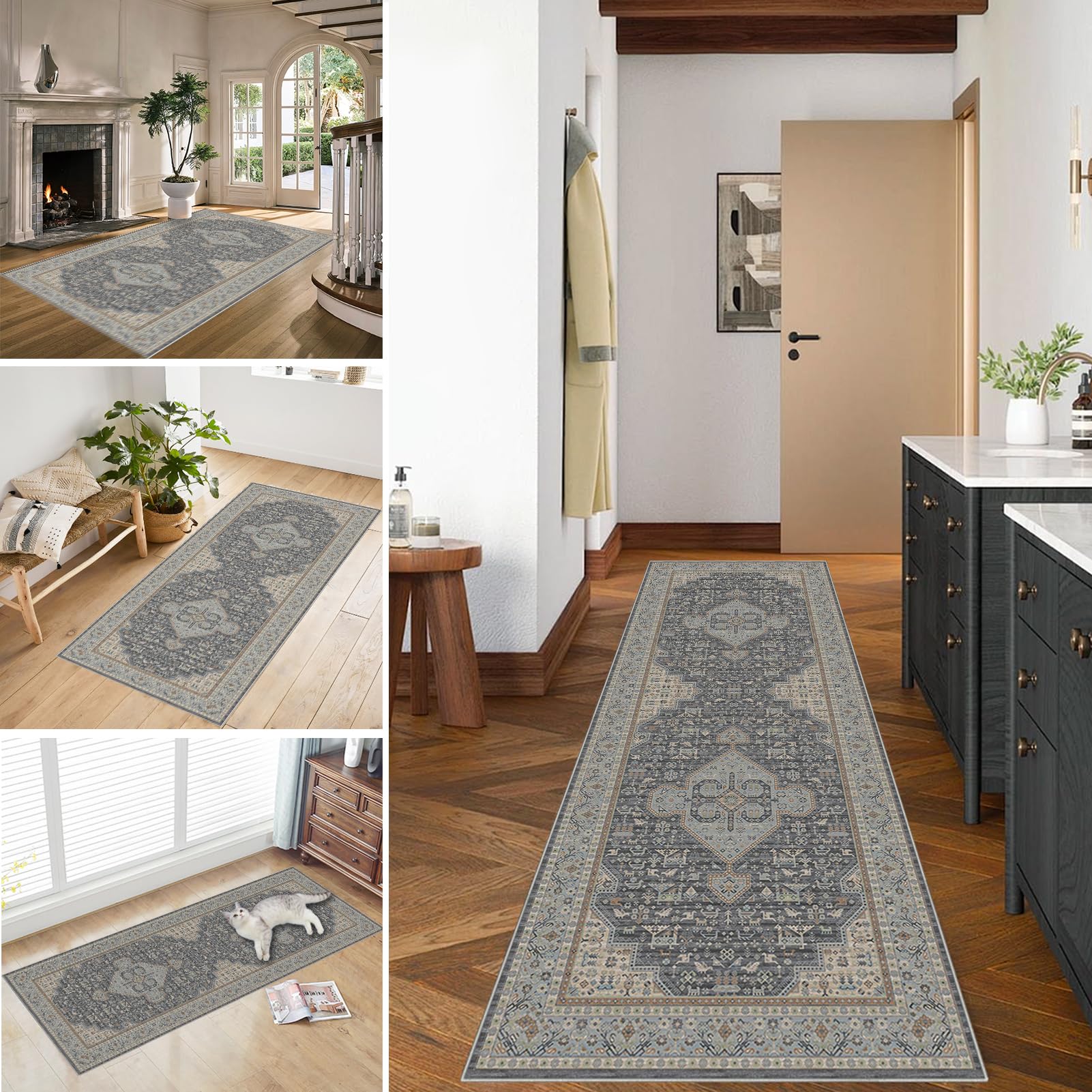 Tapis couloir long de passage 120 x 350 cm pour hall et cuisine