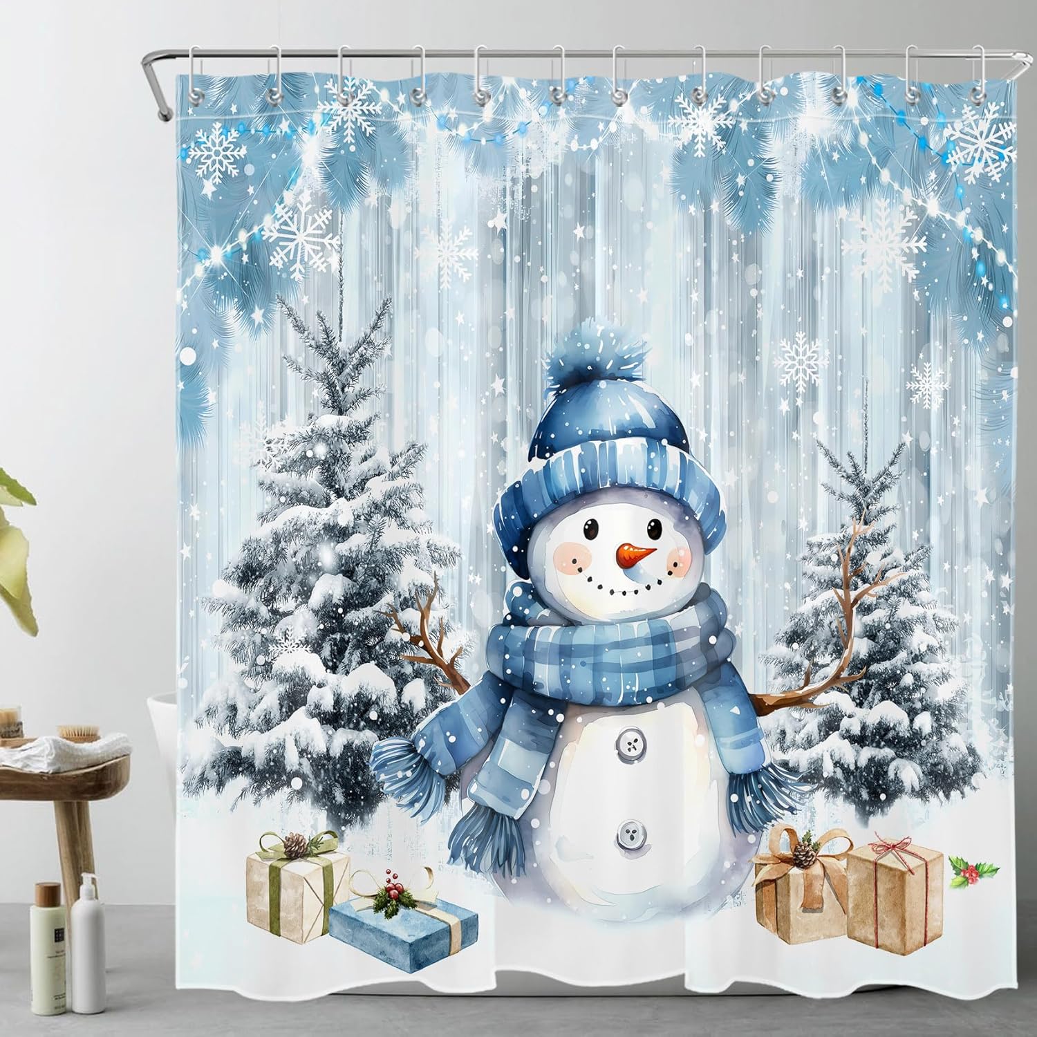 ECOTOB Merry Christmas Shower Curtain Decor, Winter Cute