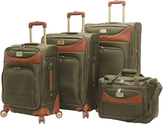 review Pathfinder Castaway 4-Piece Spinner Luggage Set, telescoping handle, (Olive)