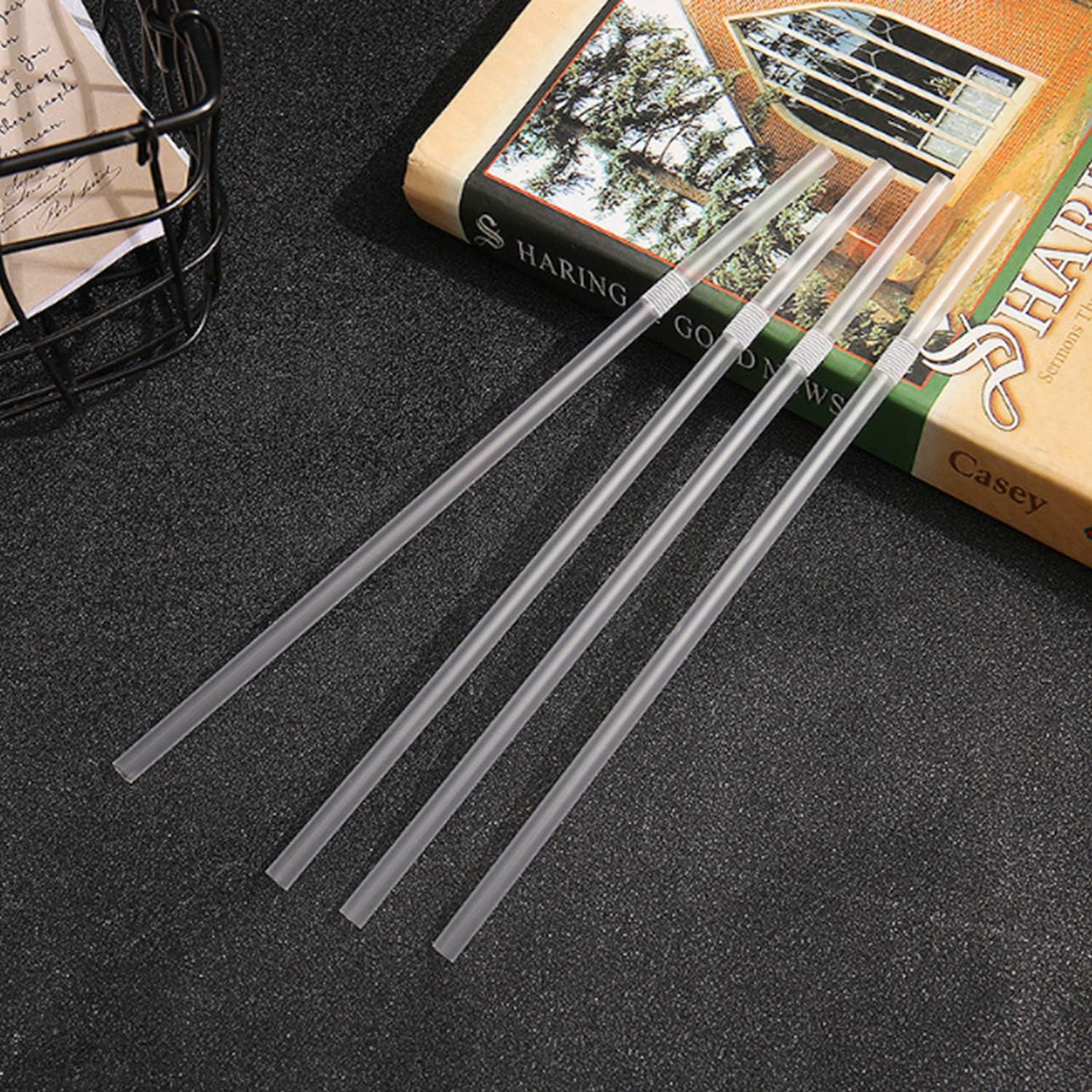 200Pcs 10.3 Inch Transparent Flexible Drinking Straws,Individual Package Disposable Plastic Straws,Extra Long Flexible Party Fancy Straws.