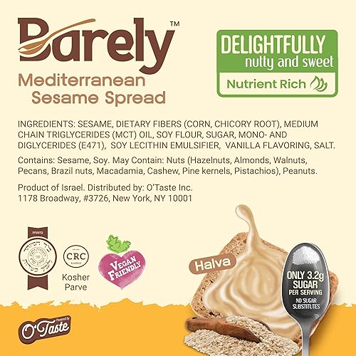 Miniatura 6 de Barely - Crema para untar de avellana y cacao, sabor dulce de sésamo mediterráneo, paquete variado de Barely - Bajo en azúcar y sin edulcorantes