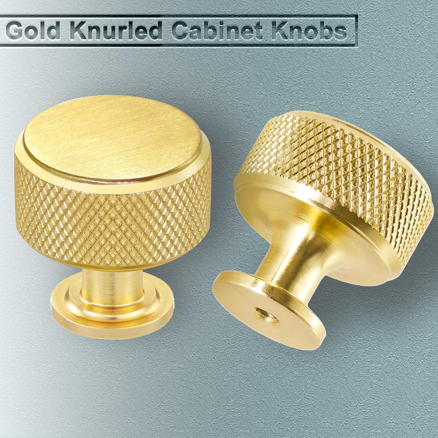 10 Pack Modern Cabinet Knobs, 1 Inch (28mm) Round Brushed Gold Zinc Alloy Drawer Pull Handles for Dresser, Vanity Decorative with 2 Size Screws