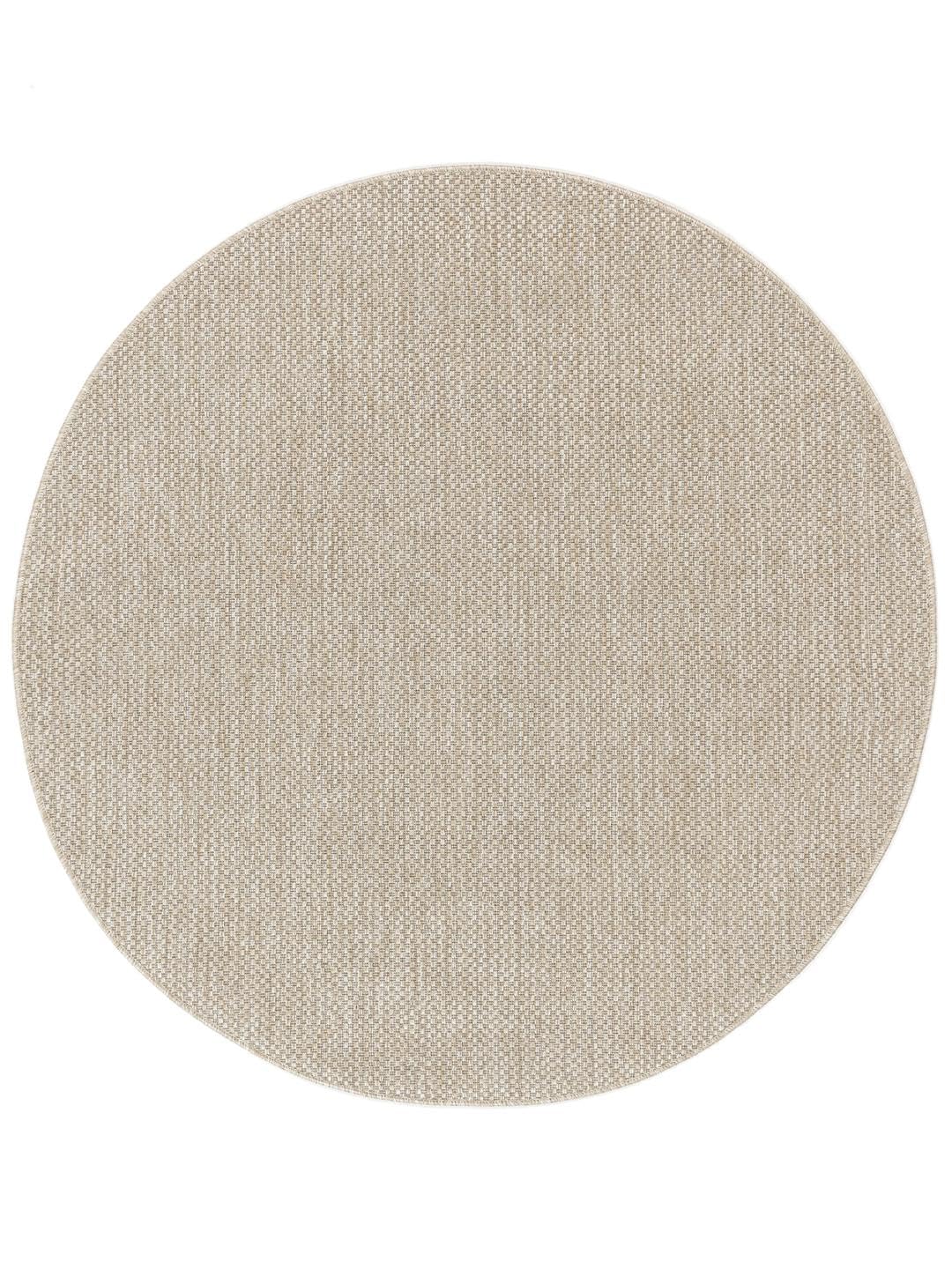RugVista Clio, In & Outdoor-Teppich, Ø 250 cm, Rund, Niedriger Stapel, Patio, Nur Handwäsche, UV-beständig, Beige