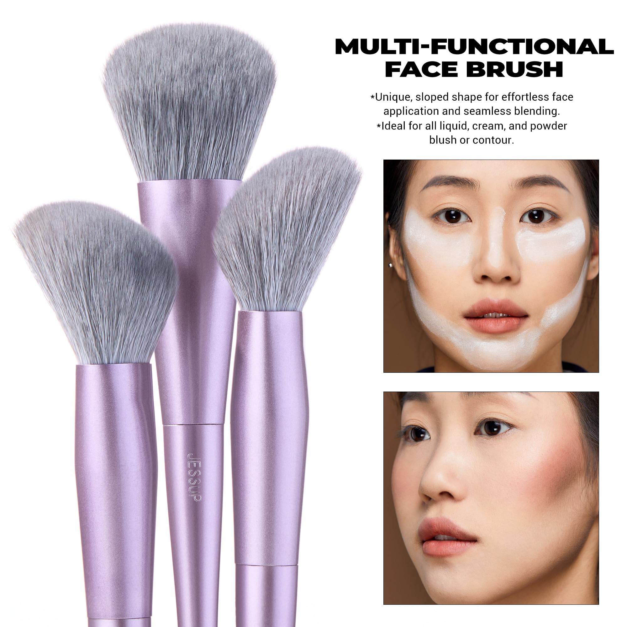 Amazon.com: Jessup Face Makeup Brush Set 3 pcs, Ultra-Soft Dense