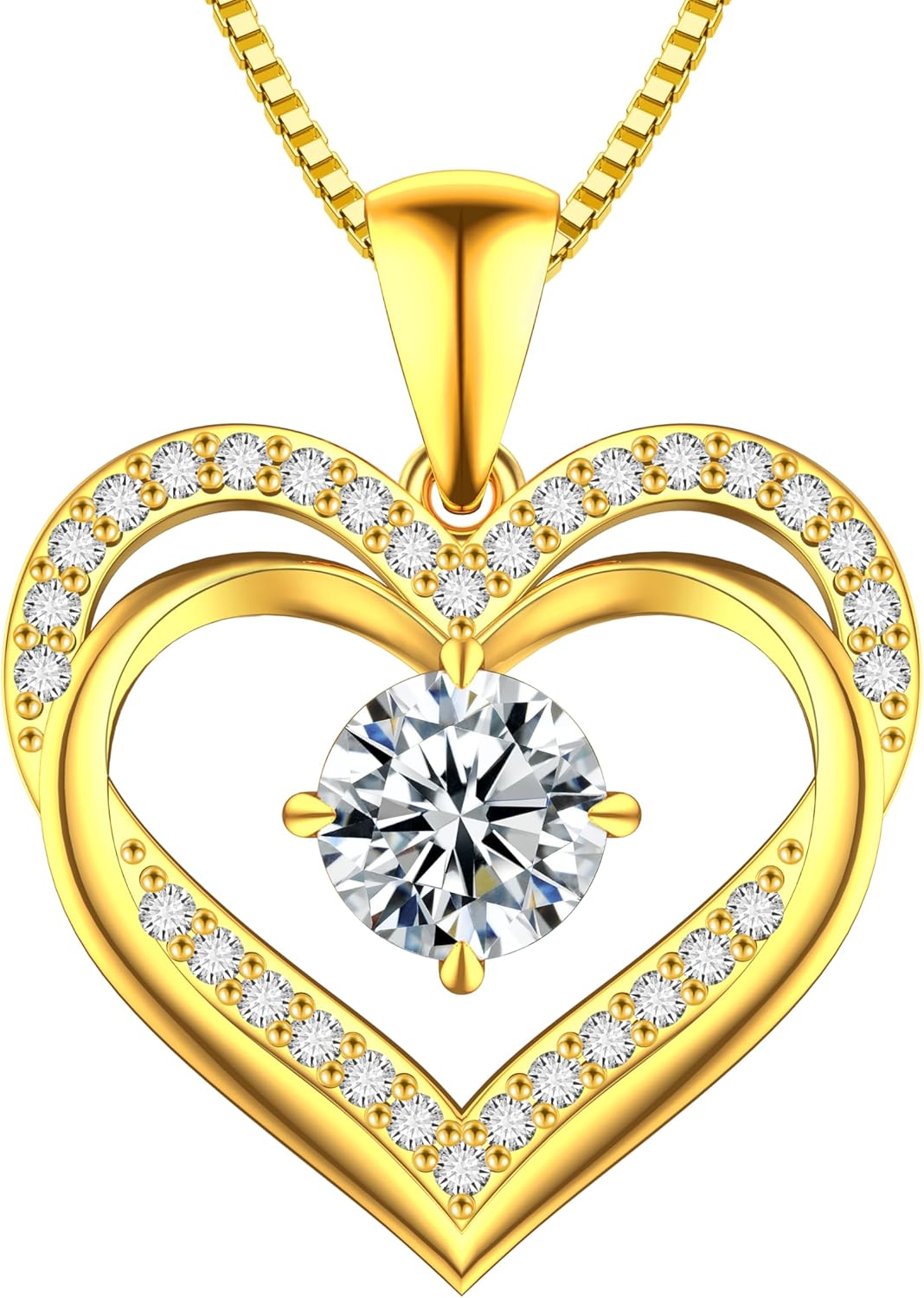 Moissanite Necklace for Women, 1–3 Carat Double Heart Pendant in 925 Sterling Silver, Romantic Love Necklace Gift for Wife or Mom, Anniversary Birthday Mother’s Day Jewelry
