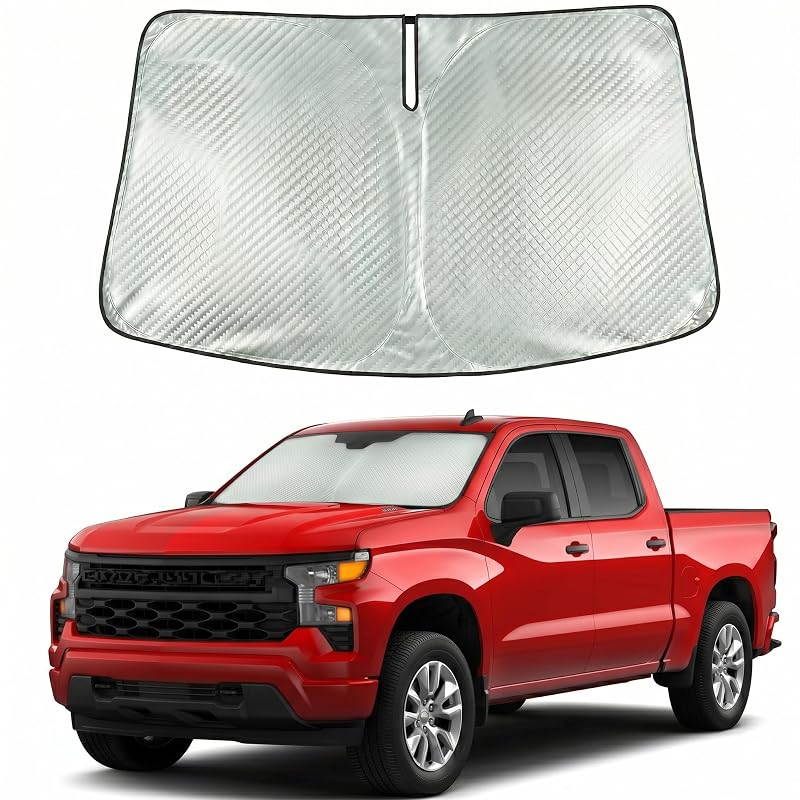 Protetor solar para para-brisa com ajuste específico para Chevy Silverado e GMC Sierra 1500, 2500 e 3500 2019–2026 Giselia