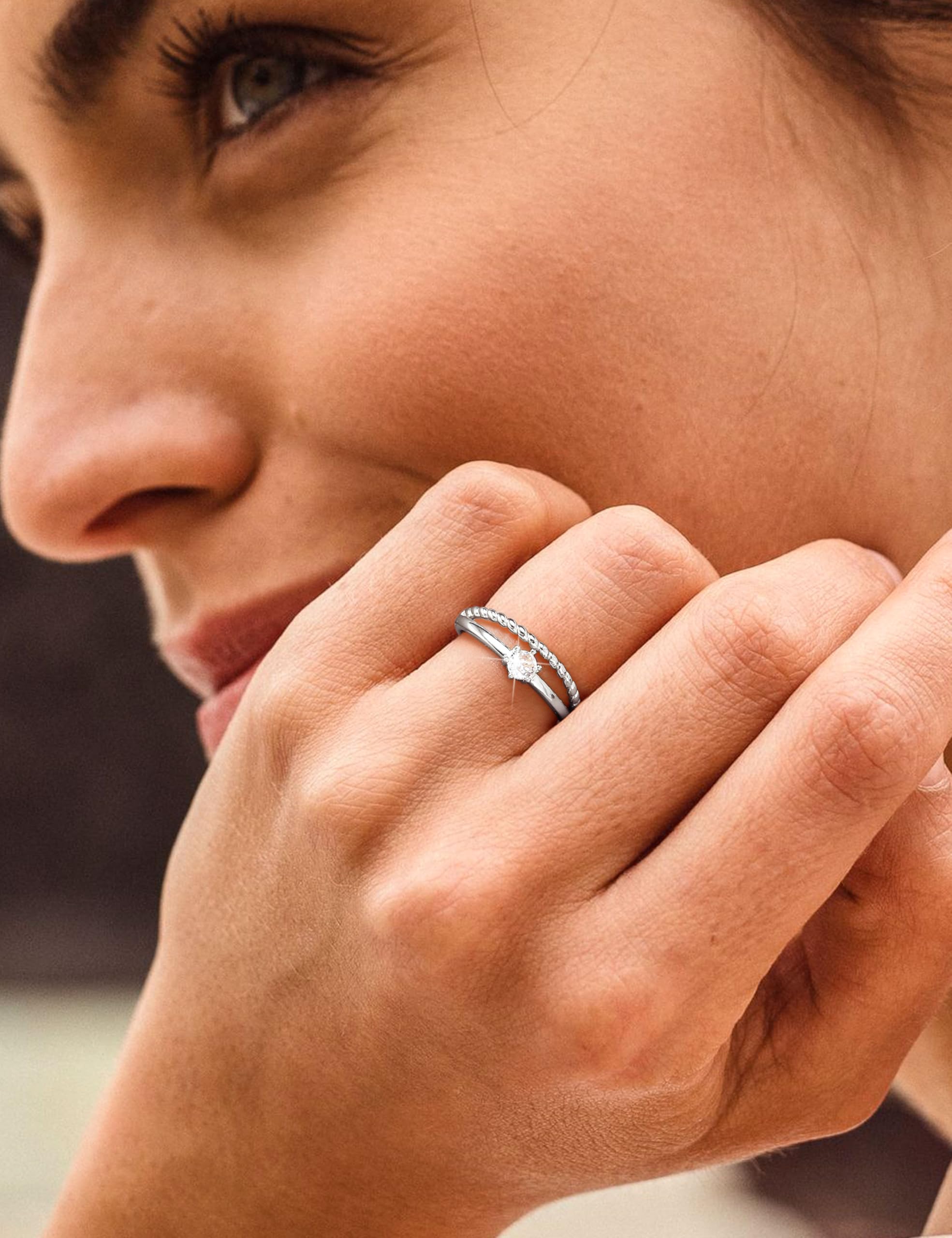 HMJGDHX 925 Sterling Silber Ring für Damen, Verlobungsring, Verstellbarer Zirkonia, Daumenringe, Hochzeit, Ewigkeit, Versprechensringe, Jahrestag, Schmuck, Geschenk (Silber/Gold)