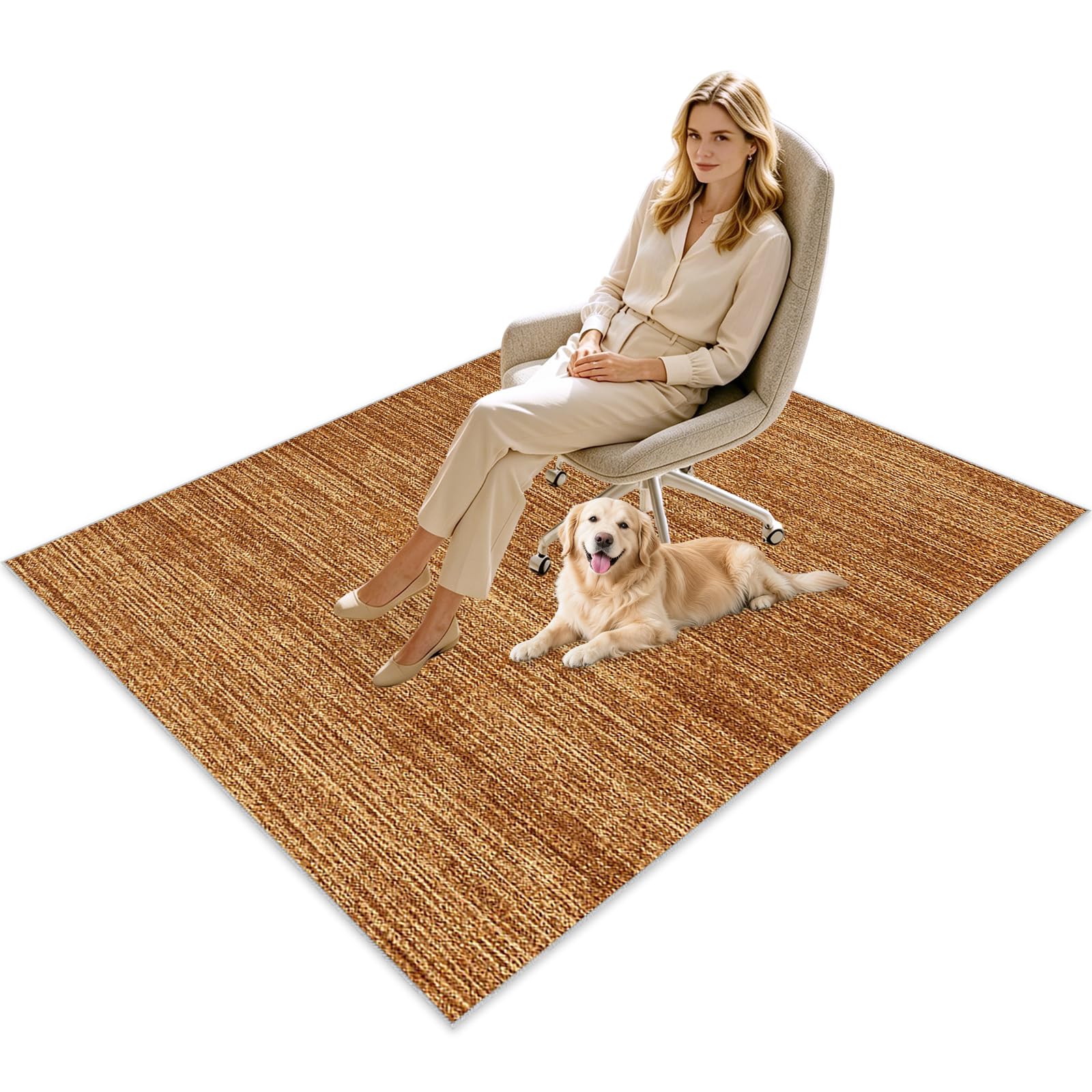 Alfombrilla Protectora para Suelos Duros de Color para Silla de Oficina en Polipropileno Espesor 4,5 mm Alfombra Debajo de La Silla de Oficina Alfombra Escritorio Suelo Marrón 90 x 100cm
