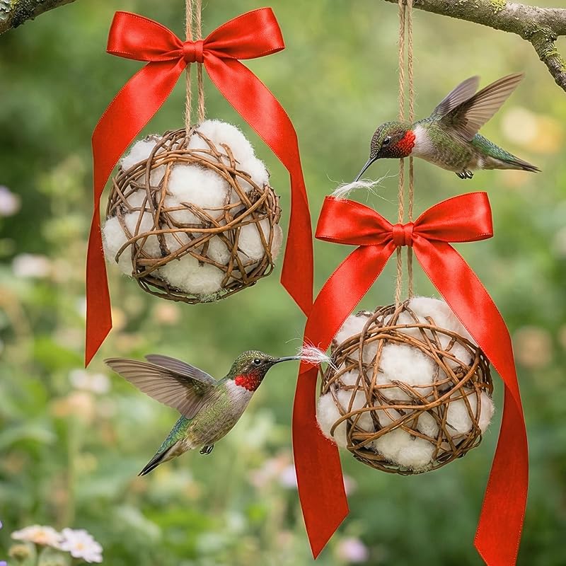 Suporte para Material de Ninho de Aves com Algodão Natural slivche, Pacote com 2