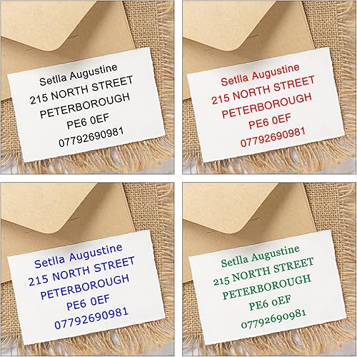 Miniatura 4 de Sello personalizado de 1.496 x 0.551 in, sellos de goma para dirección comercial autoentintados hasta 3 líneas, 4 opciones de color y fuente