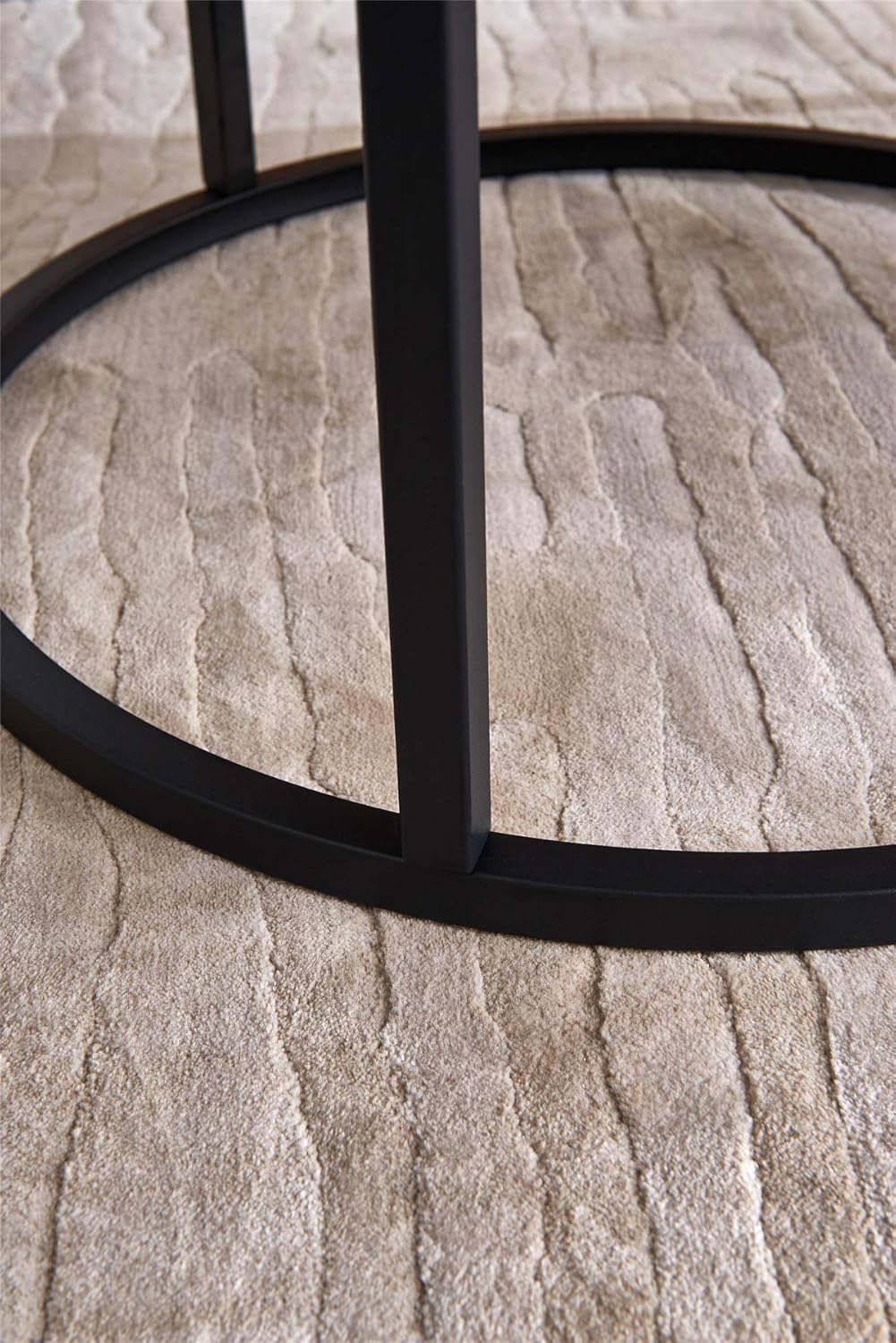 Modern Nesting Coffee Table Set for Living Room, Office, Balcony, Modern Round WoodAccent Coffee MDF Faux Marble Tabletop w/Black Color Frame, Easy Assembly- Set of 2 : Home & Kitchen