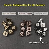 Vista 7 de Haxtec Juego de dados pequeños de metal DND con estuche de dados portátil de hierro antiguo para llavero