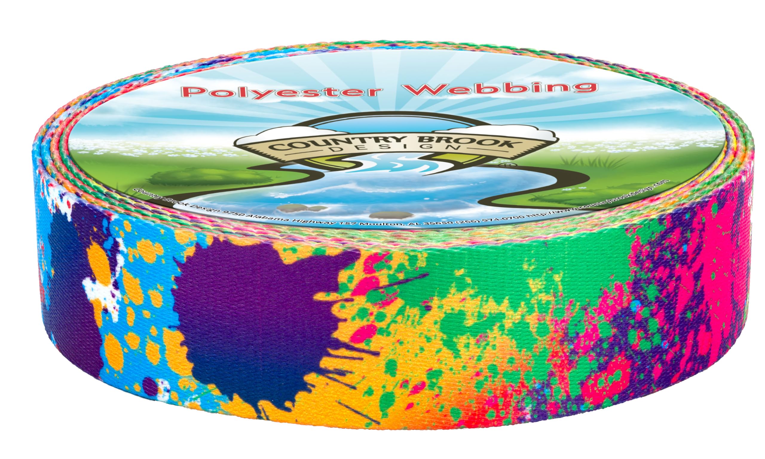 Country Brook Design - Paint Splatter Polyester Webbing (1 Inch, 10 Yards)