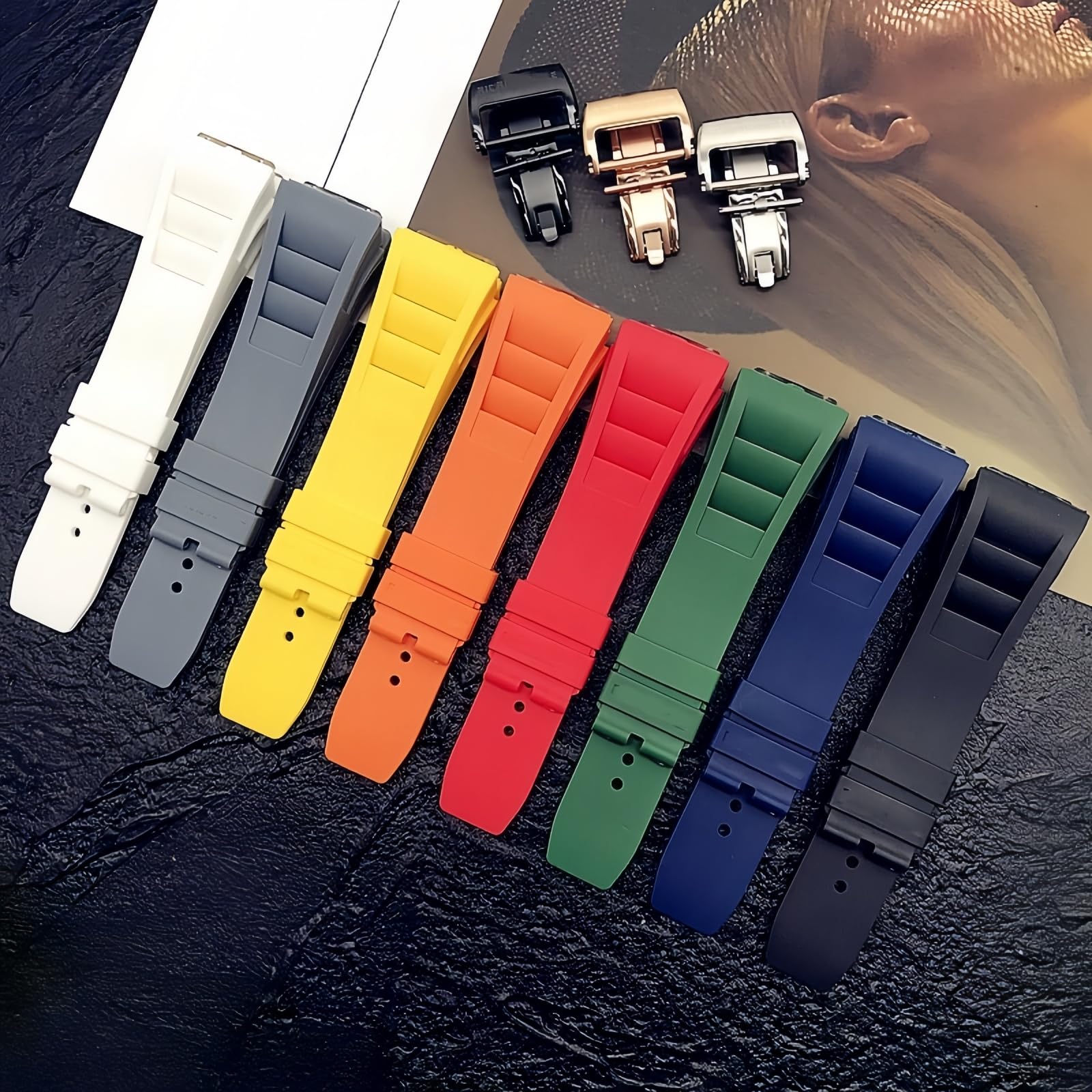25mm Wodoodporny Silikonowa Bransoleta Żegarka Rękowego Miękki Gumowy Pasek Zegarka dla RICHARD MILLE RM11-03