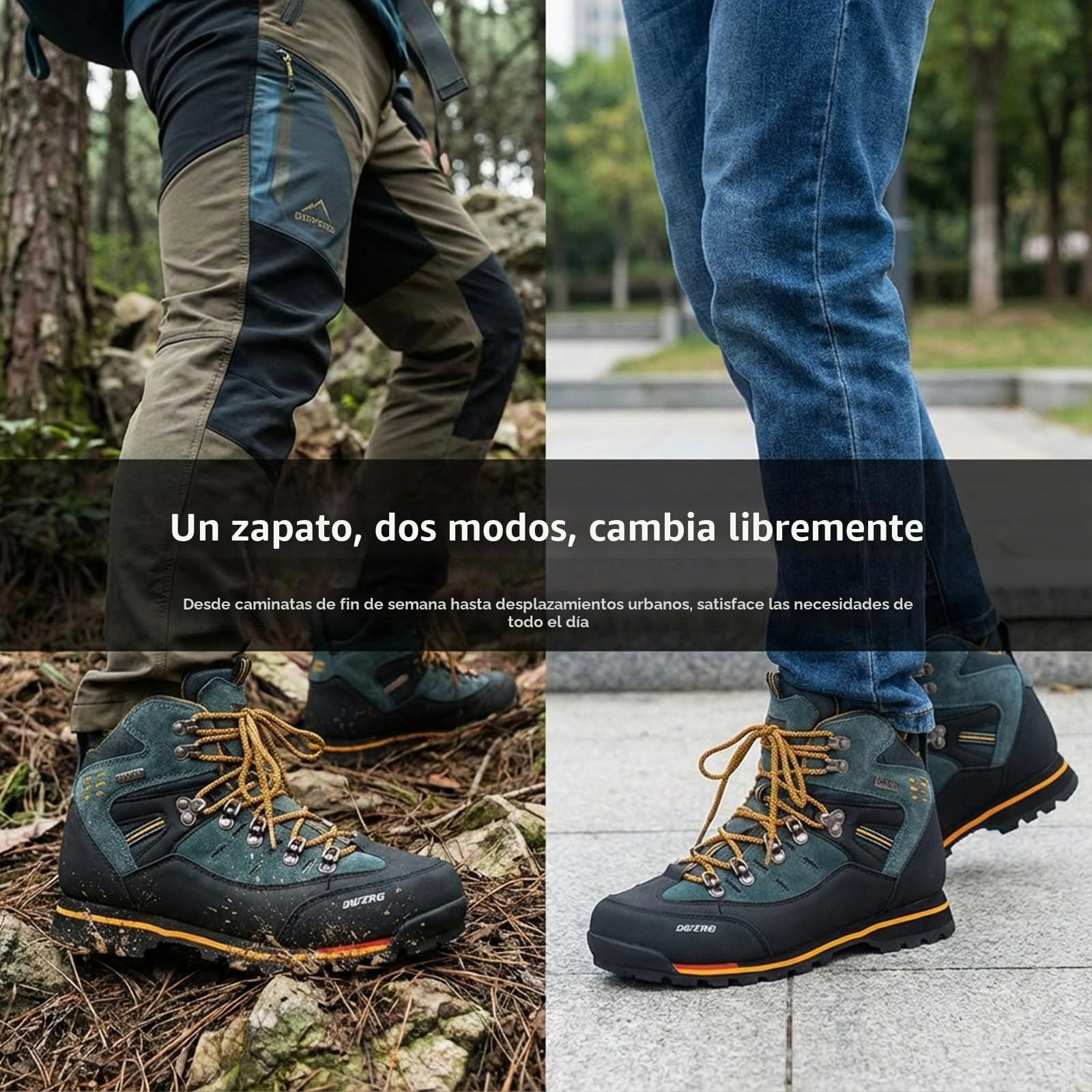 SANANG Botas De Montana De Cuero para Hombre con Suela Antideslizante, Calzado para Escalada, Azul, Amarillo, Naranja, Tallas 40-46