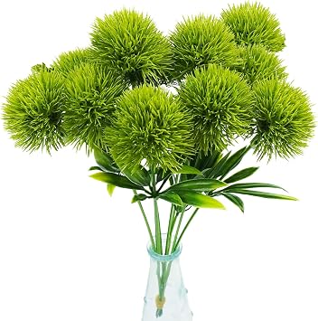 Uieke 10 Pcs Dandelion Artificial Flowers, Artificial Flowers for Decoration Fake Plants Bouquet Plastic Flowers for Home Decoration Wedding Decor Flower Arrangment Green
