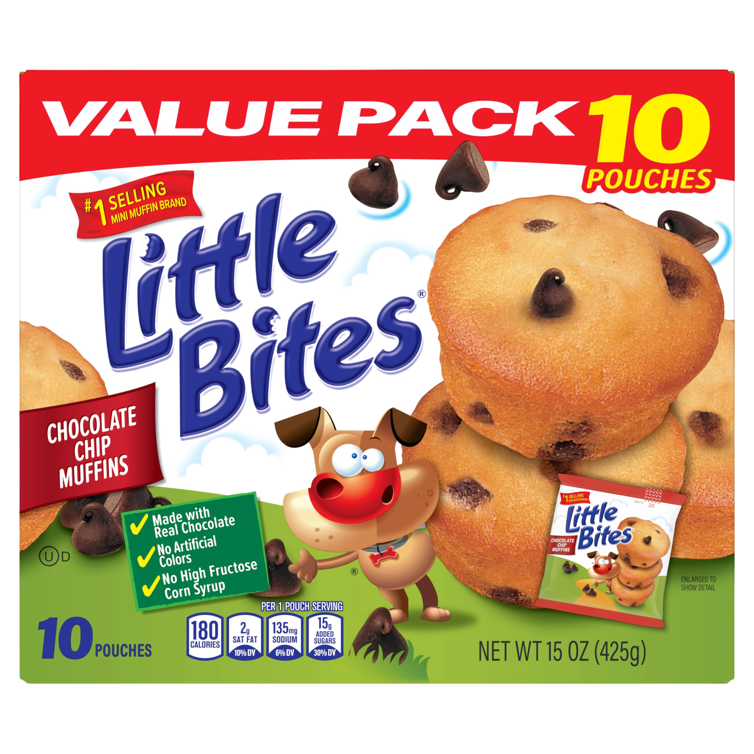 Photo 1 of (Value Pack) Little Bites Chocolatey Chip Muffins, 10 individual packs, (1.5 oz each), Made with Real Chocolate Chip Mini Muffins, 15 oz Multipack