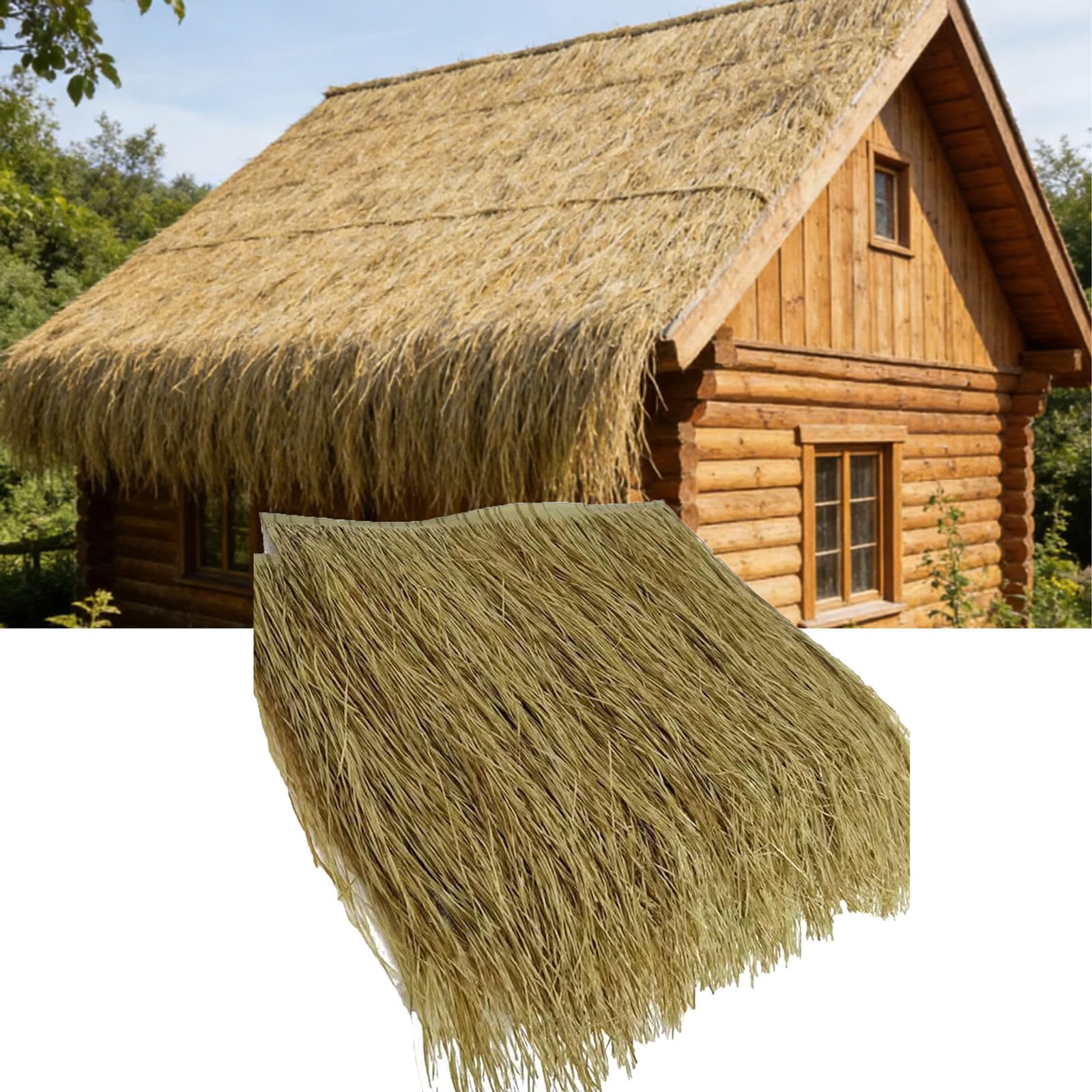 NIANTONG Tetto di Paglia di Paglia Paglia Tetto di Paglia più Durevole Hot Melt Tetto di Palma Usato per Tiki Bar Gazebo Ombrellone Casa Tegole Decorazione(Size:50 * 47cm,Color:30PCS)