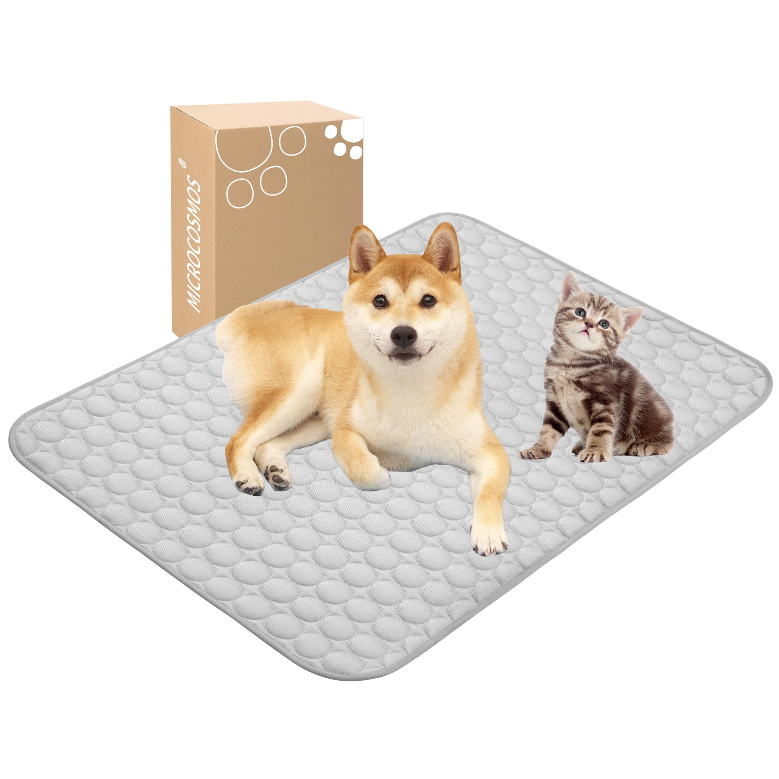 MICROCOSMOS Summer Cooling Mat & Sleeping Pad- Water Absorption Top, Materials Safe, Easy Carry, EZ Clean. Keep Cooling for Pets, Kids and Adults.(Grey, 40" x 28")