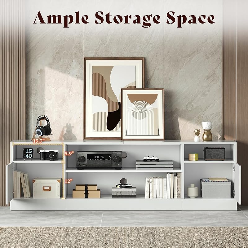 AMERLIFE 70" High-Gloss TV Stand for TVs up to 80" with LED Lights image 4