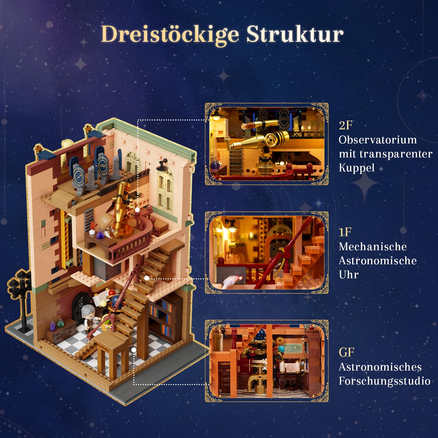 PANTASY Prager astronomische Uhr Klemmbausteine Set | Gotischer Uhrturm mit beweglichen astronomischen Zifferblättern, detailreiches Architektur- und Sammlermodell