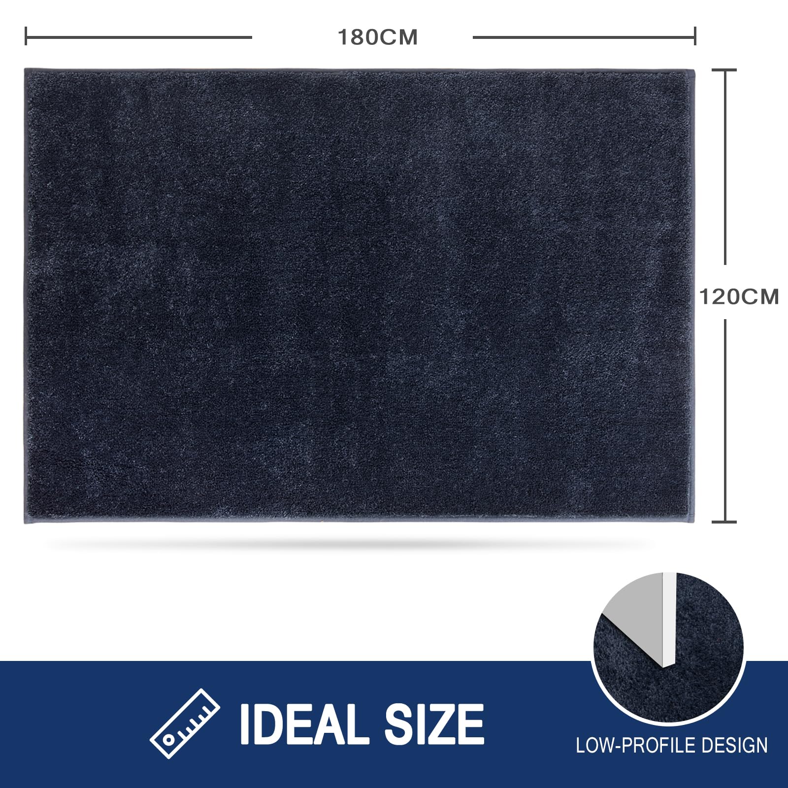 FCSDETAIL Zerbino Trappola Sporco 120 x 180 cm, Tappetino Antiscivolo Lavabile in Lavatrice, Zerbino d'Ingresso con Microfibre Morbide Assorbenti per Cane, Ingresso, Porta e Corridoio