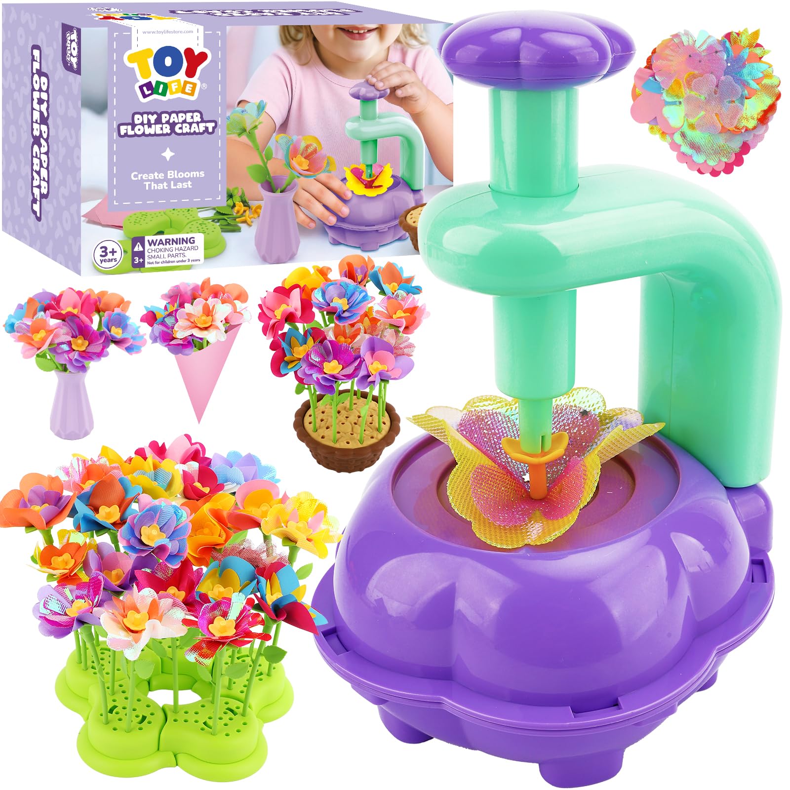 Kit De Bricolage Floral Violet Pour Filles - Machine à Fleurs + Accessoires - Créativité Et Loisirs Créatifs 4 Ans Et Plus
