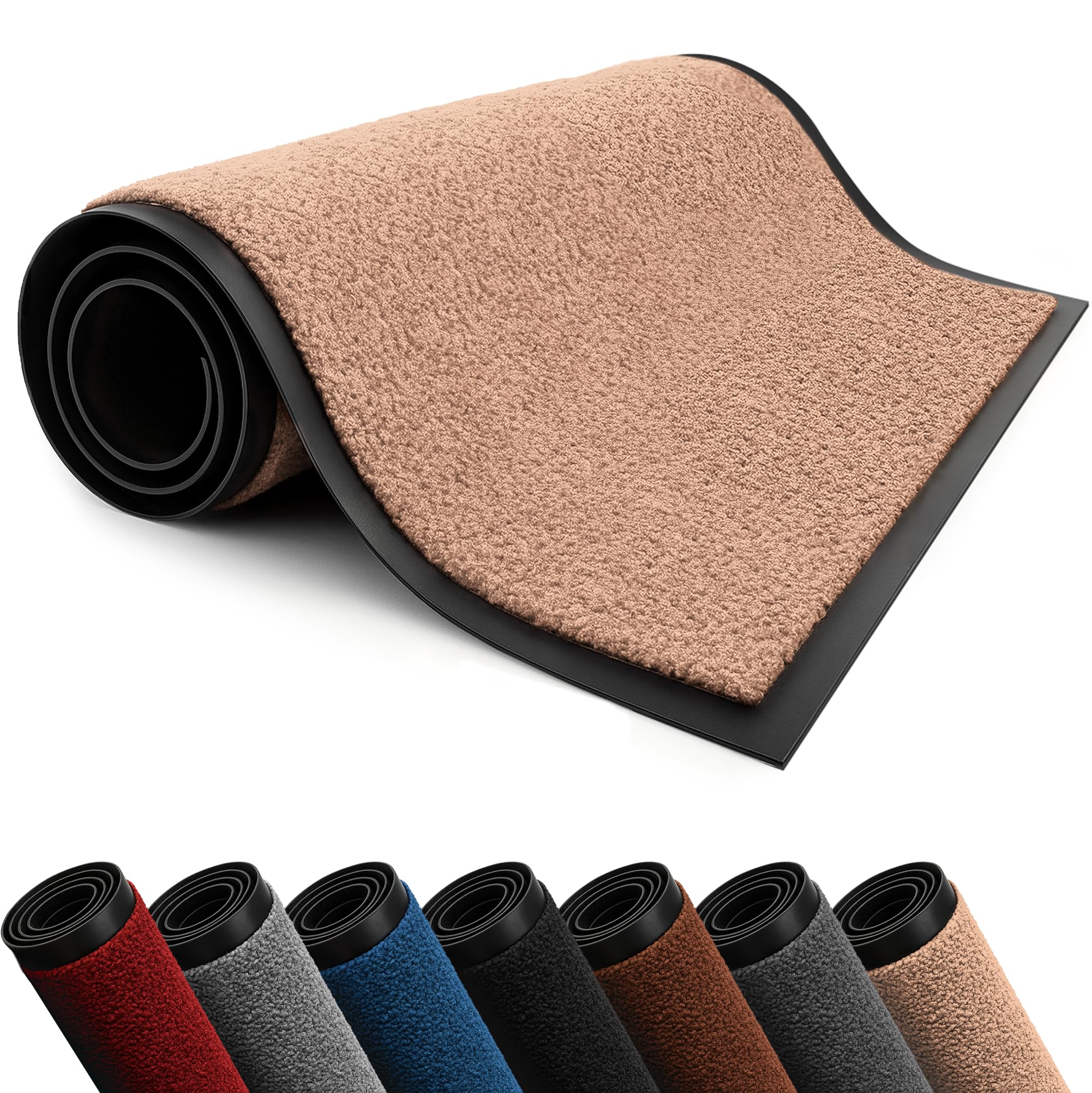 Lexell Door Mats Indoor, Highly Absorbent Washable Doormat, Heavy Duty Non-Slip Rubber Backed Floor Mats for Front & Back Door (Beige, 80 cm x 120 cm)