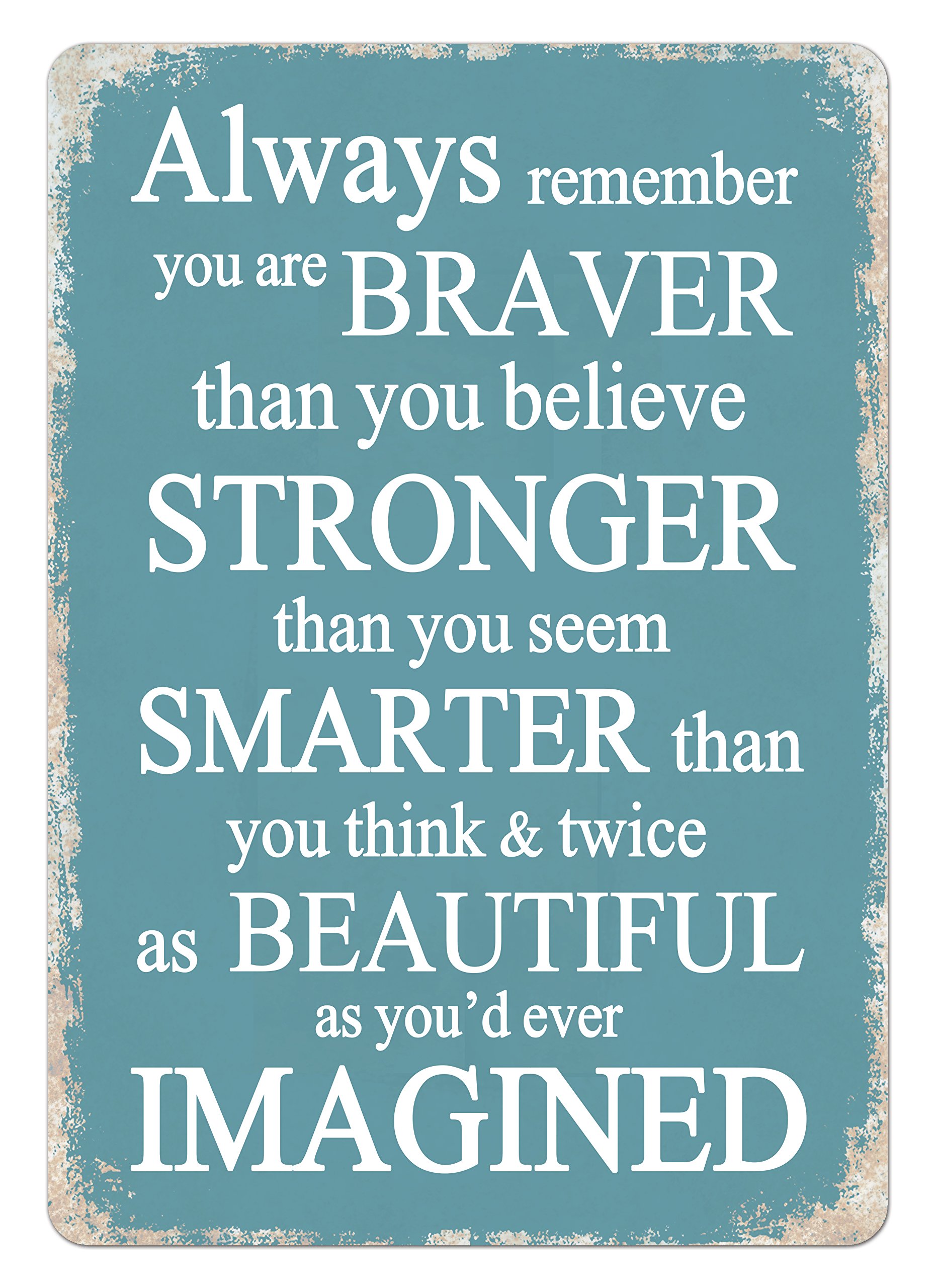 Cirrus Blue Braver Than You Believe Metal Wall Plaque Inspirational ,0040