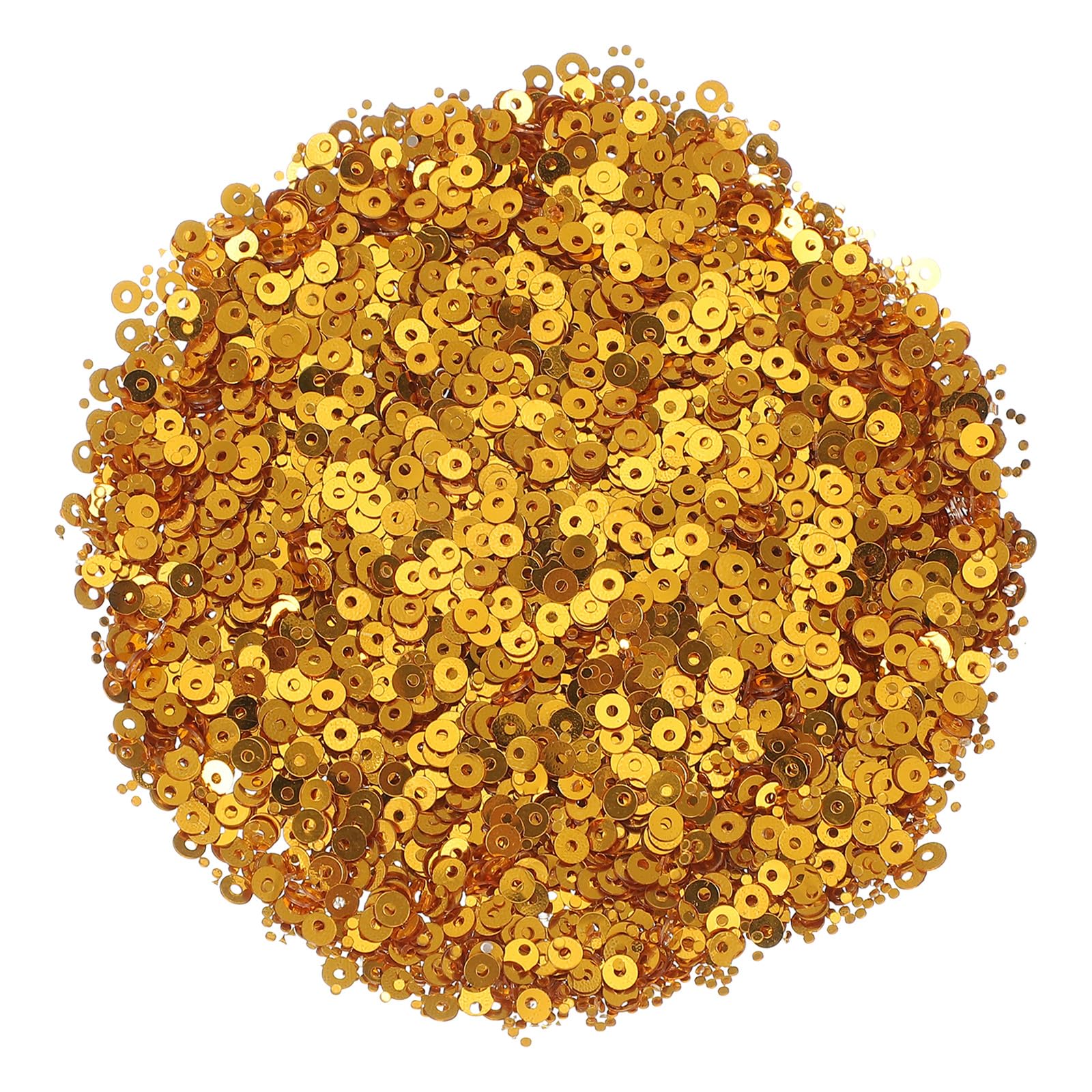 sourcing map 30000Pcs Flat Sequin Paillettes, 3mm/0.12" Flat Round Loose Sequin with Single Holes - 3.53 oz (100g) for DIY Crafts Sewing Embroidery Clothing, Dark Gold