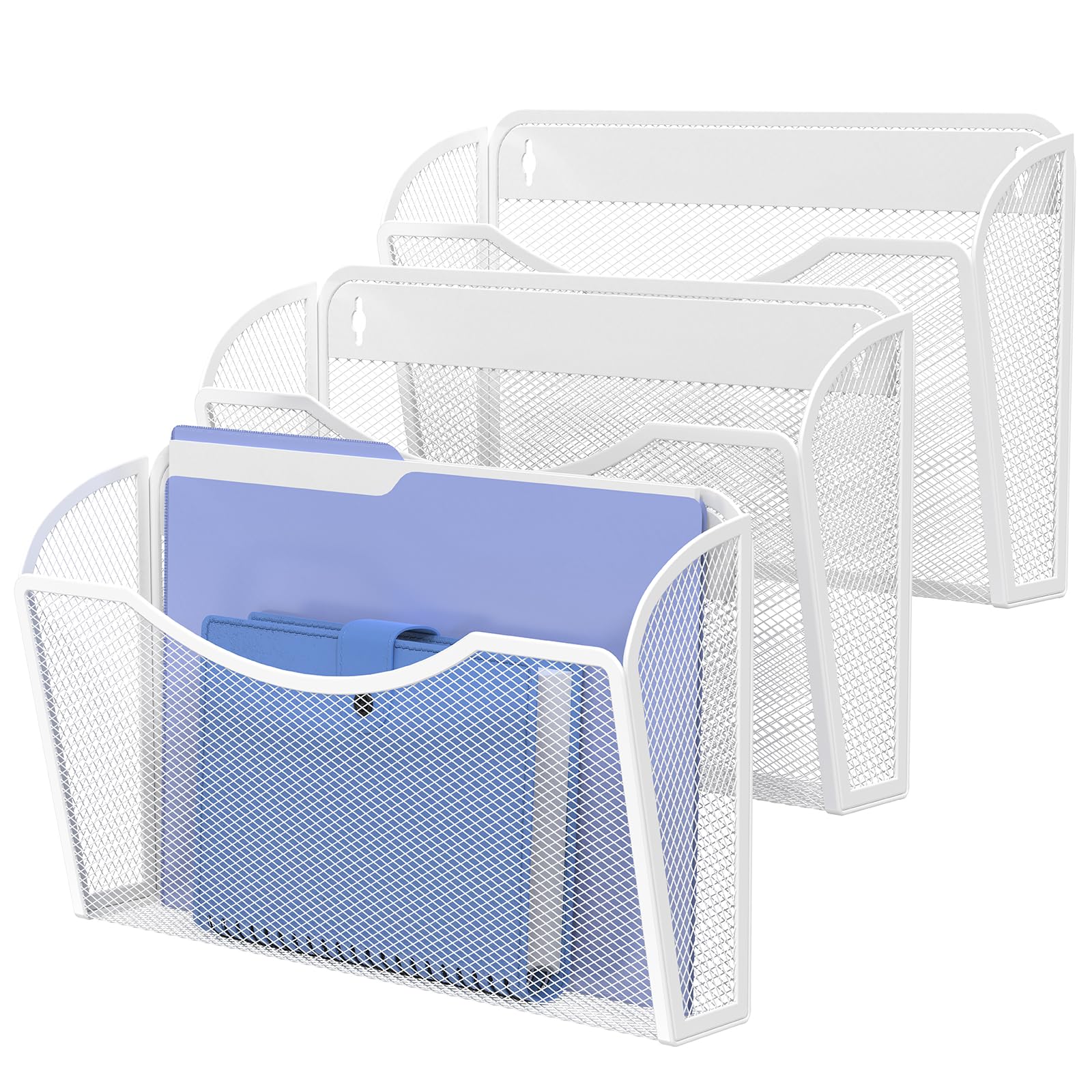 Organiseur De Bureau 5 Niveaux Avec Porte-fichiers - En Maille Métallique Noir - Pour Documents A4, Factures, Lettres