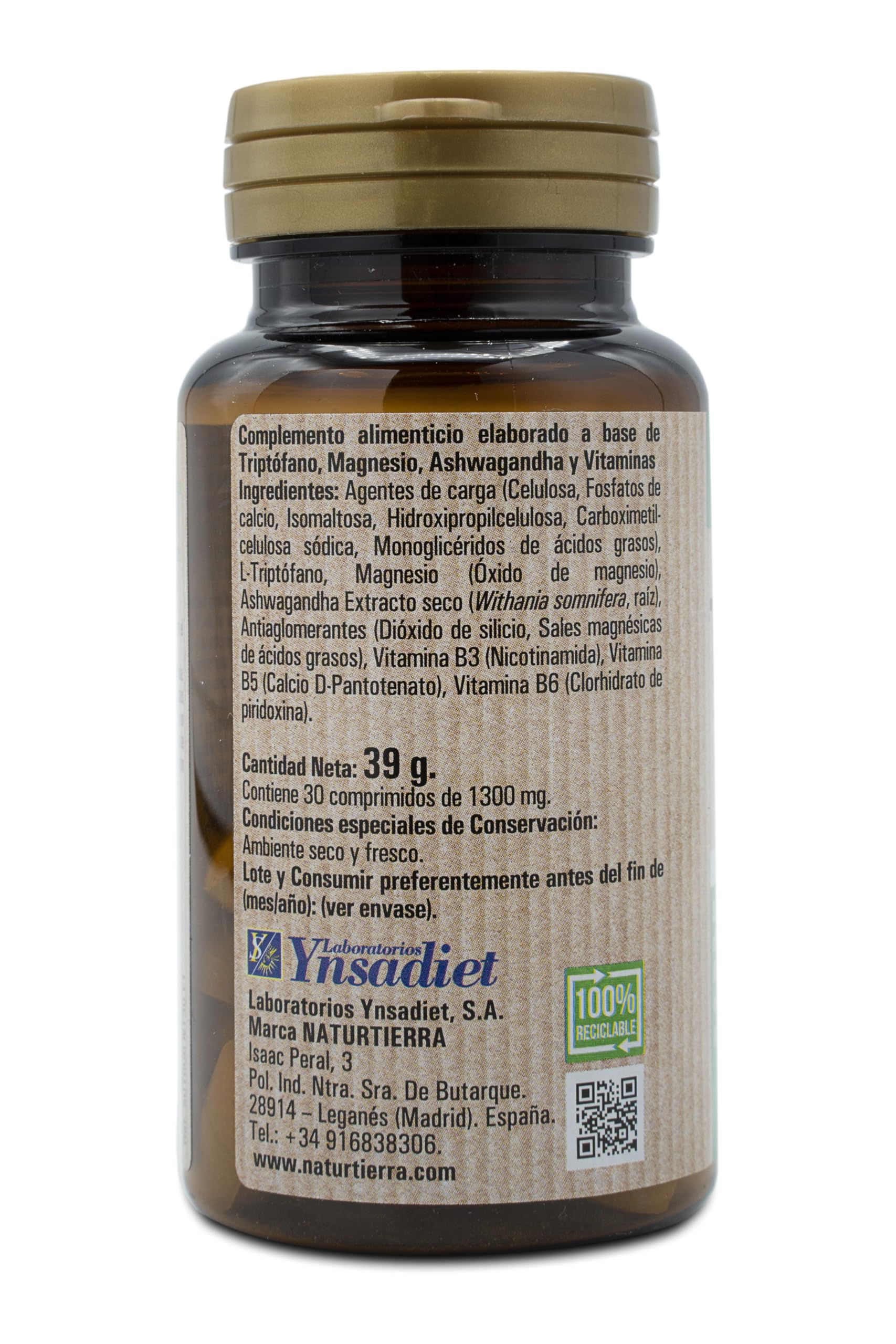 Triptofano + Ashwagandha 30 Compr Naturtierra