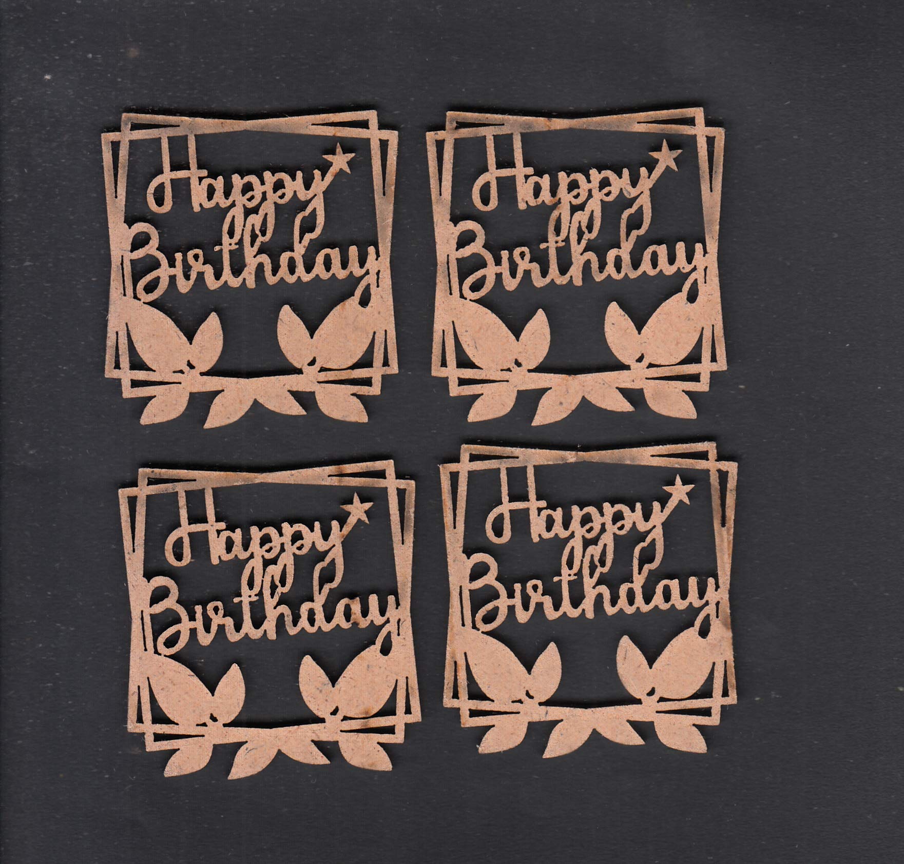 BanteyBanatey Happy Birthday Design MDF Laser Cut-Outs for Craft, DIY, Birthday Gifts, Cardmaking, Decoration, Mixed Media, Scrapbooking, Decoupage (Design 5) (Pack of 4 Pcs)