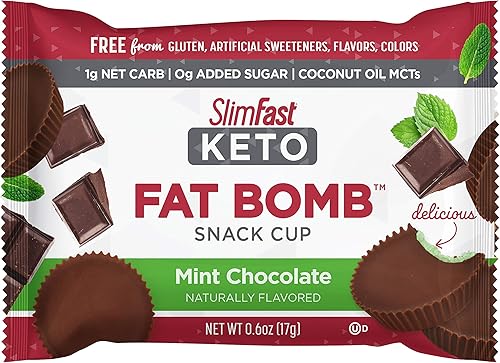Miniatura 3 de SlimFast Keto - Bocadillos rellenos, bombas de grasa de chocolate y menta, bocadillos Keto para pérdida de peso, bajos en carbohidratos, sin azúcar