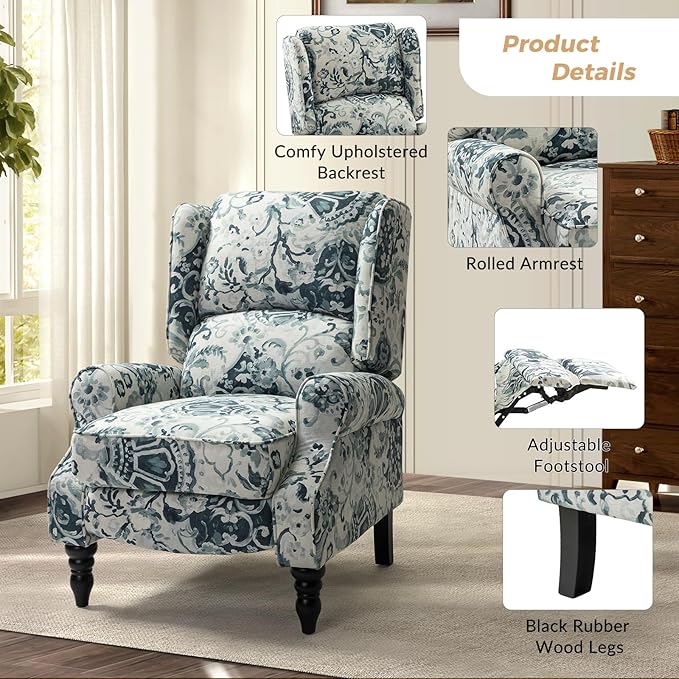 Sillón Reclinable Acolchado Floral 1 Cuerpo Moderno miniatura 4